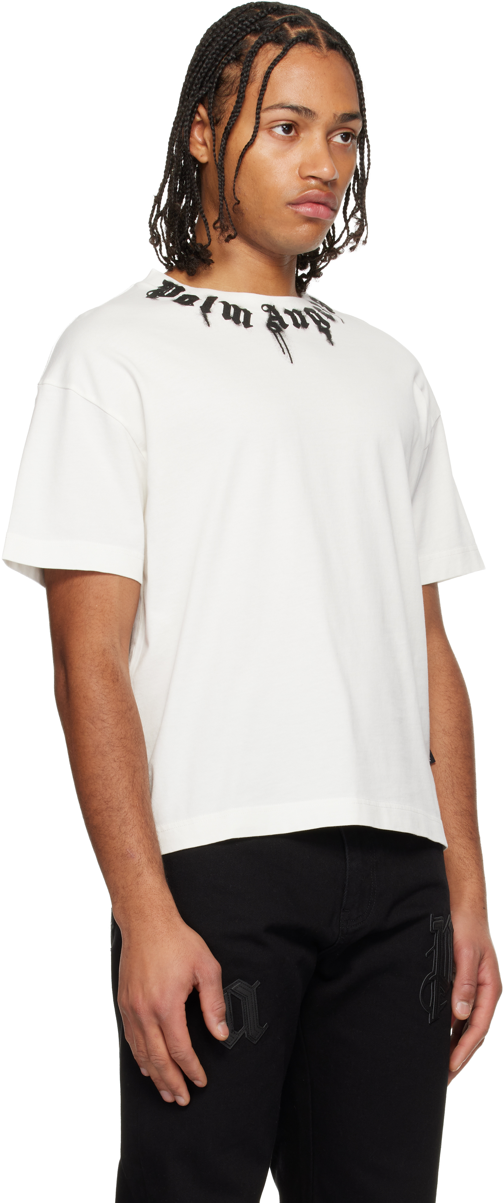 Palm Angels Curved Logo T-shirt In White