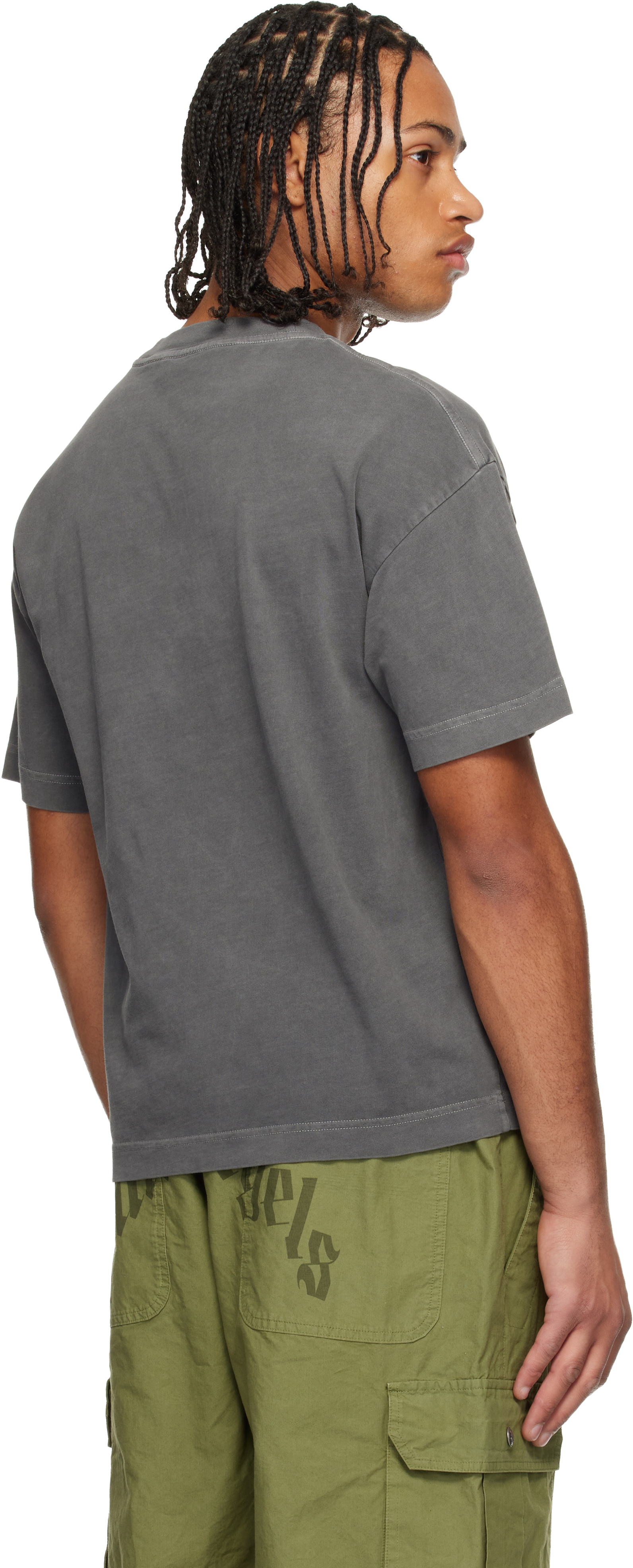 Palm Angels Neck Logo Regular T-shirt In Gray