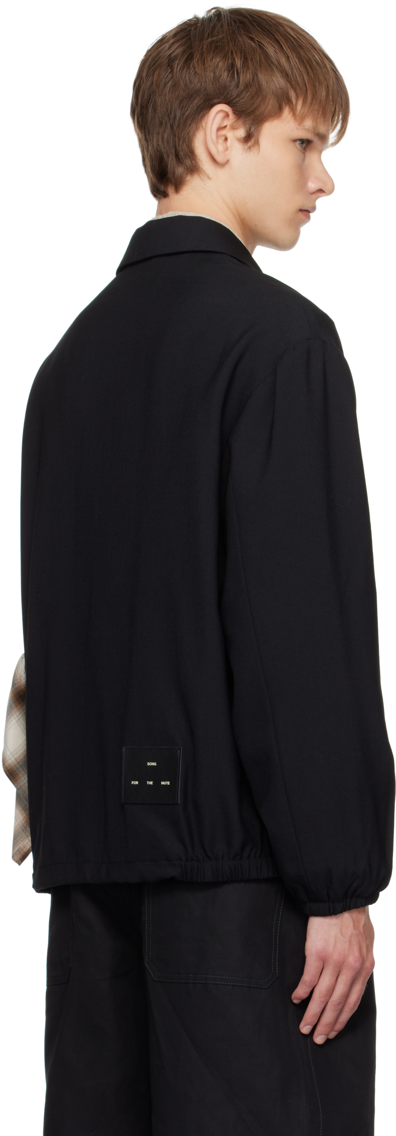 Song For The Mute Black Gabardine Slim Coach Jacket In Black