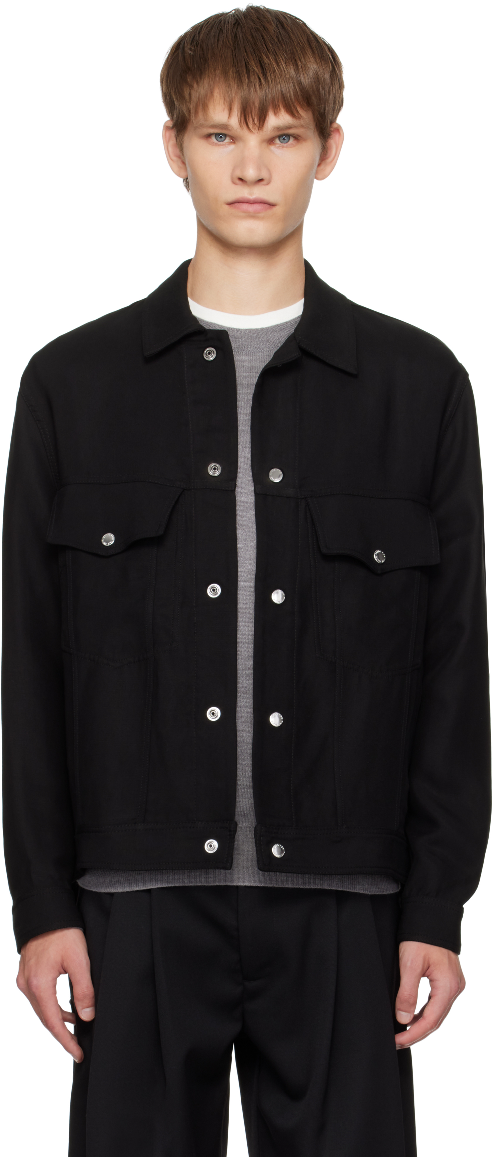 Song For The Mute Black Drape Worker Jacket In Black