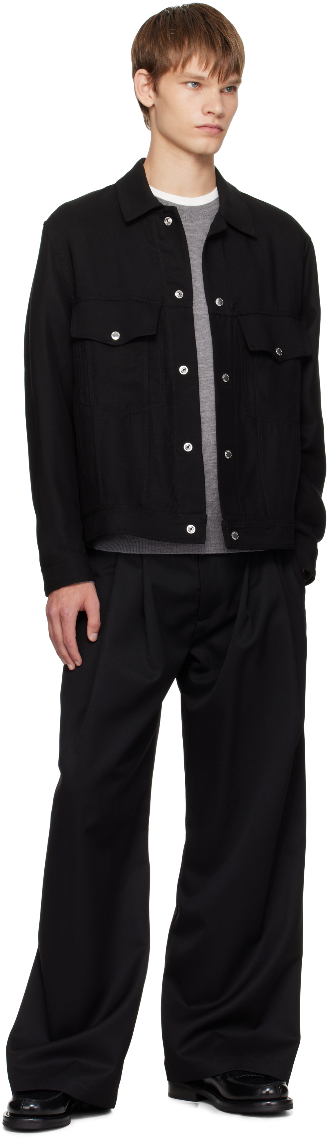 Song For The Mute Black Drape Worker Jacket In Black