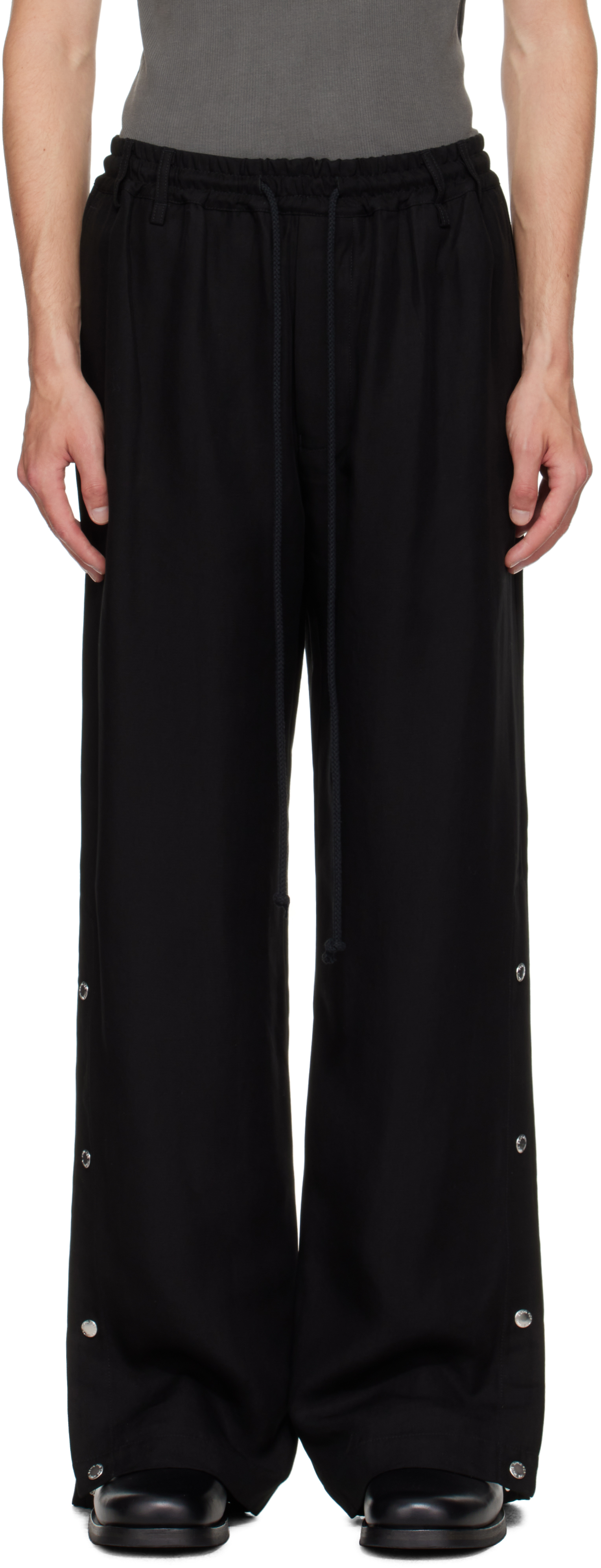 Song For The Mute Black Drape Studded Sweatpants In Black