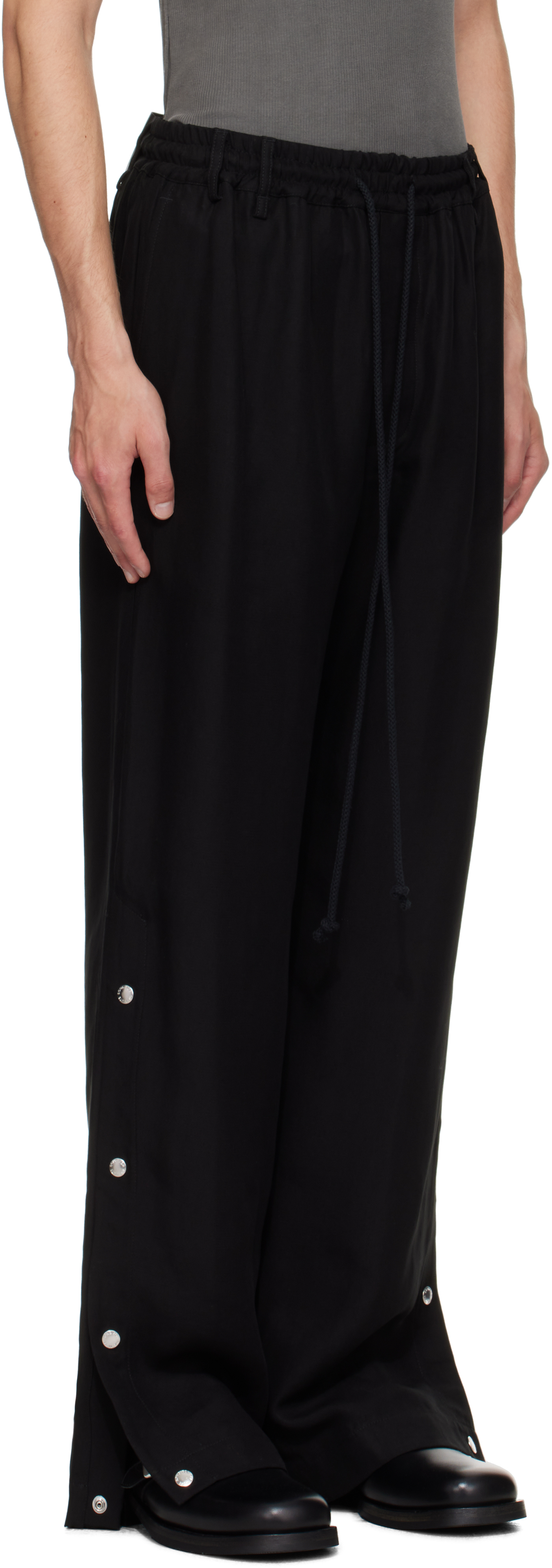 Song For The Mute Black Drape Studded Sweatpants In Black