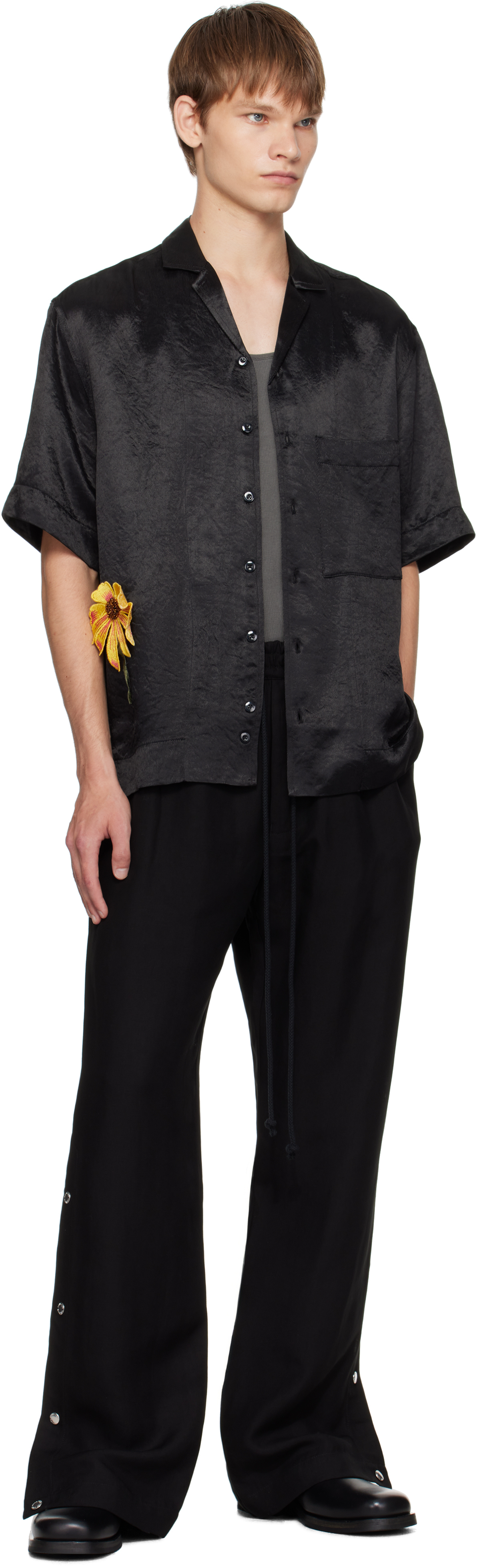 Song For The Mute Black Drape Studded Sweatpants In Black