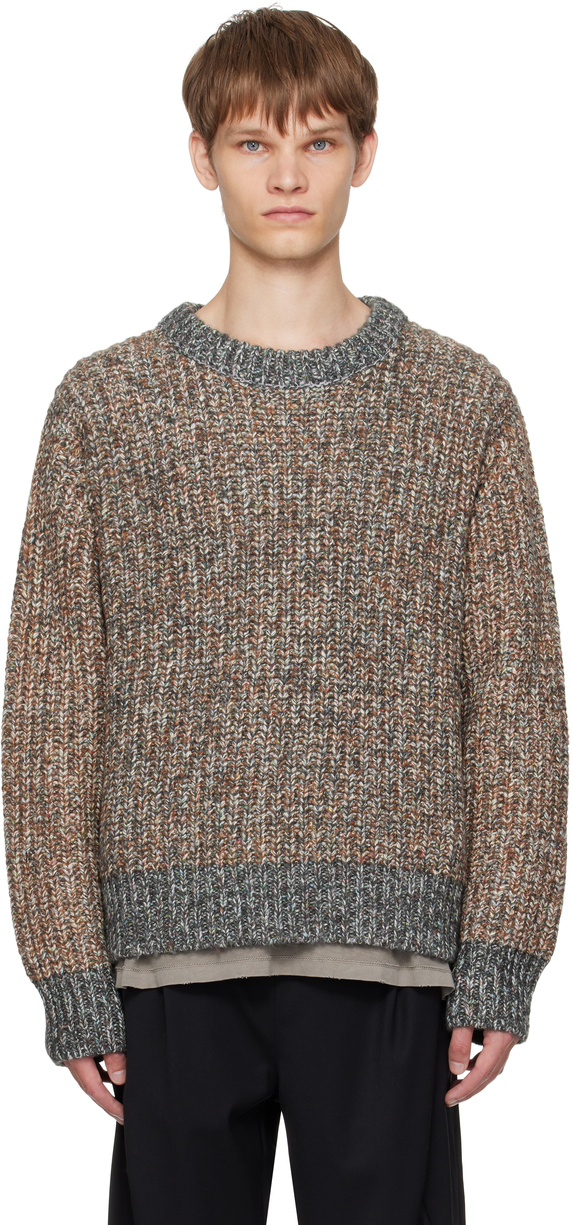 Song For The Mute Brown Oversized Sweater In Multi
