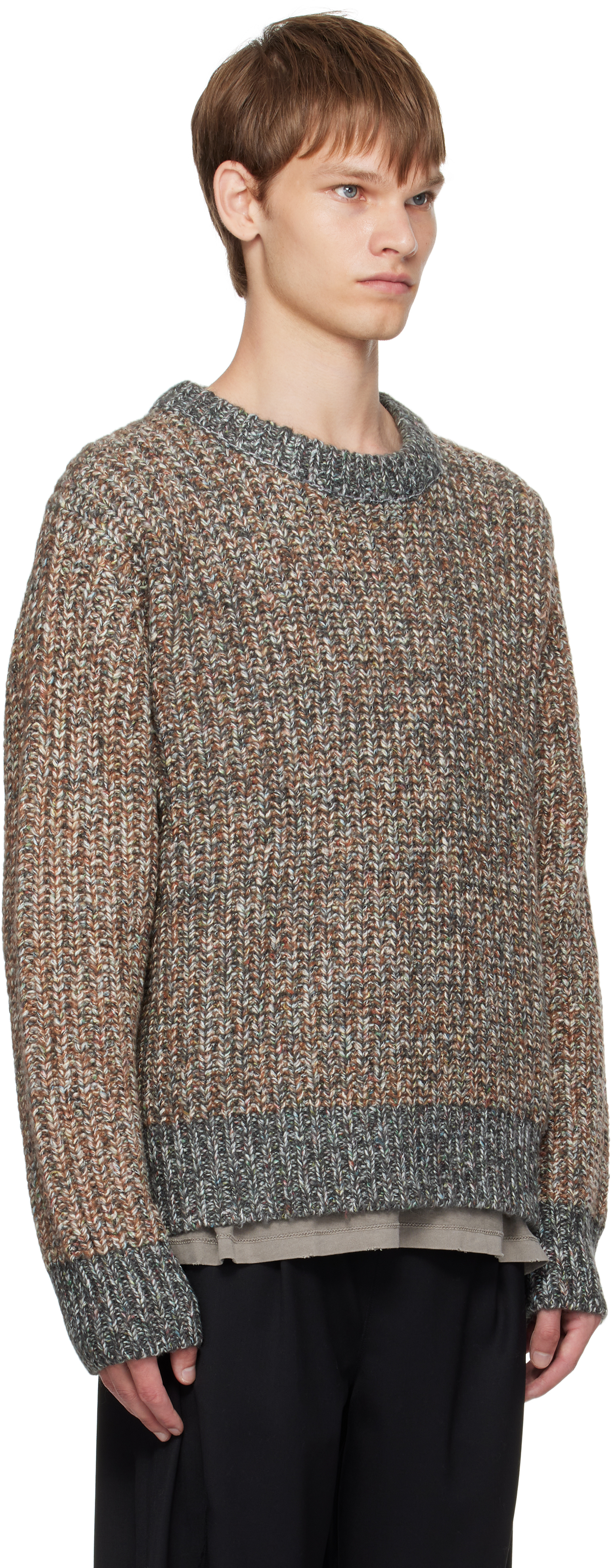 Song For The Mute Brown Oversized Sweater In Multi