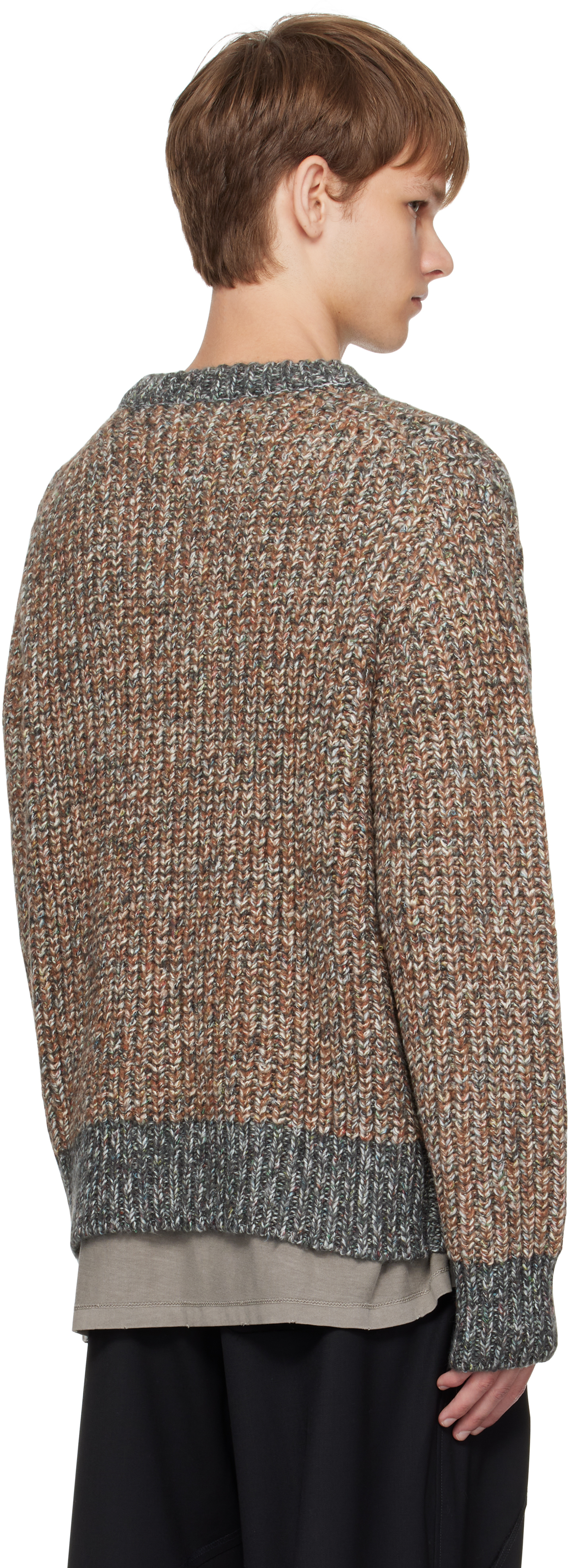 Song For The Mute Brown Oversized Sweater In Multi