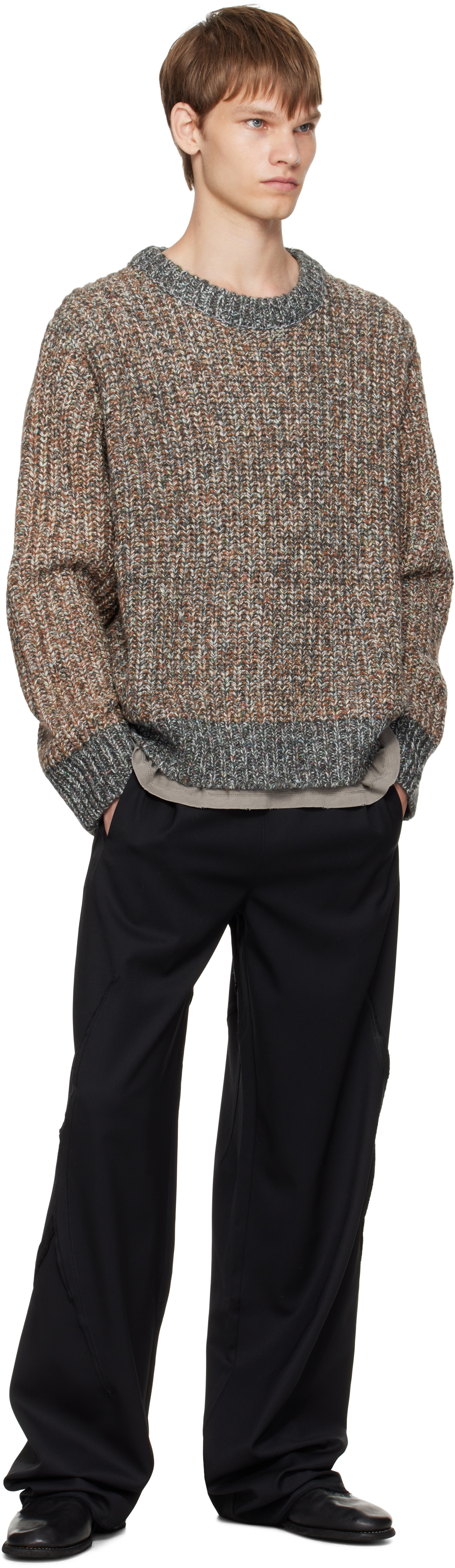 Song For The Mute Brown Oversized Sweater In Multi