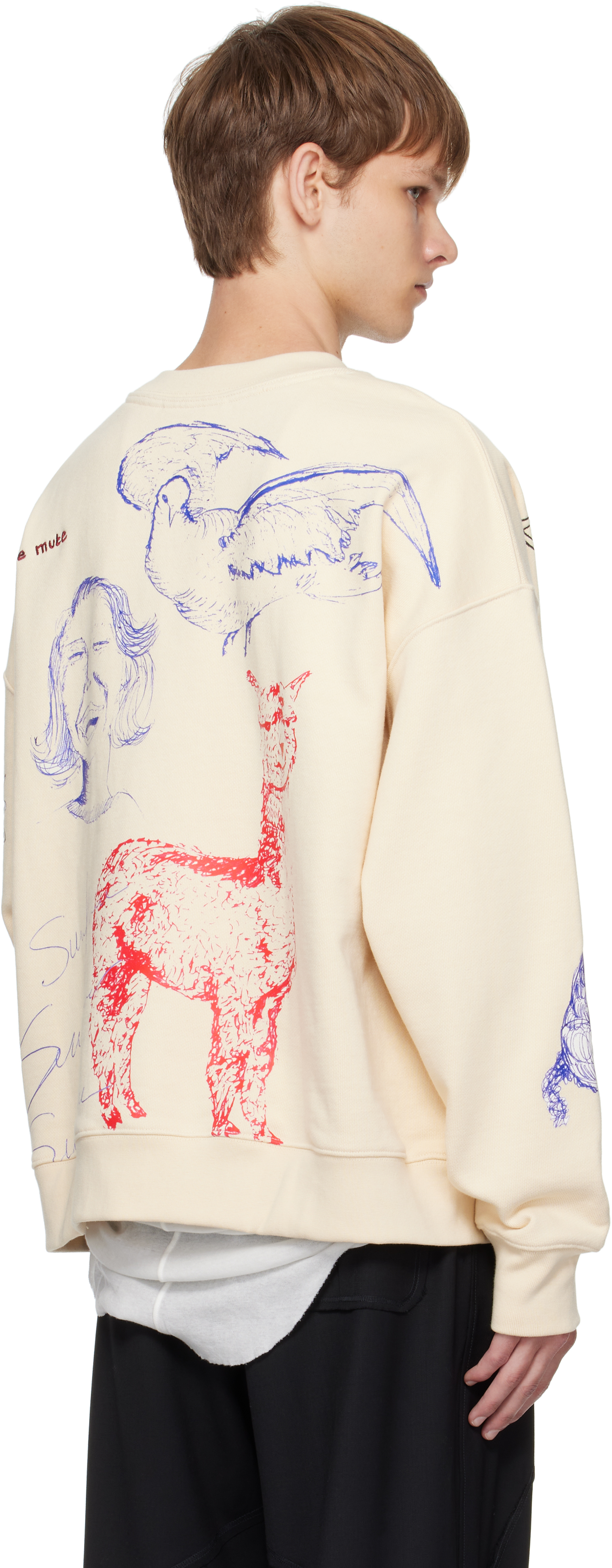 Song For The Mute Beige Sketchbook Relaxed Sweatshirt In White