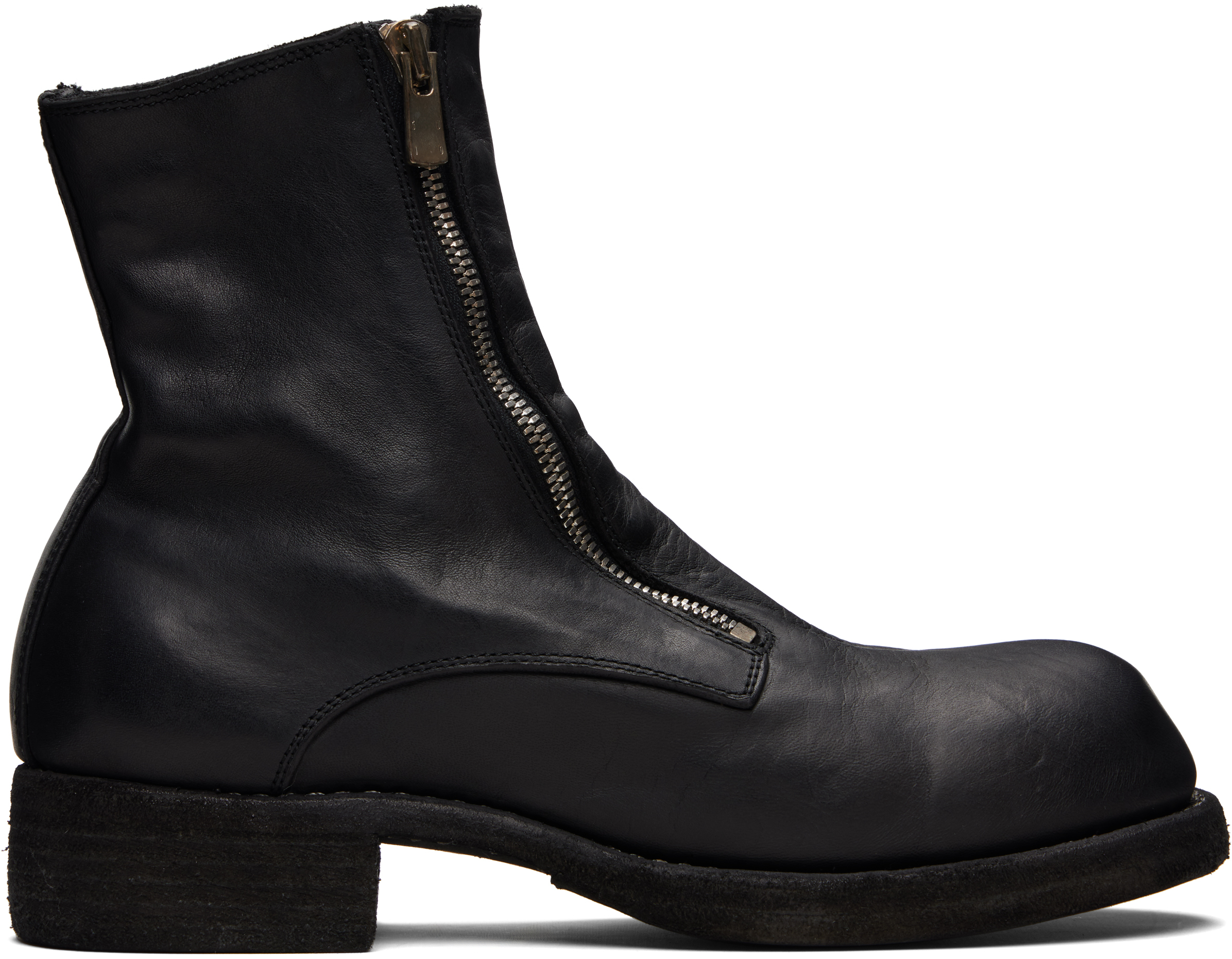 Guidi Black Horse Double Front Zip Boots In Black