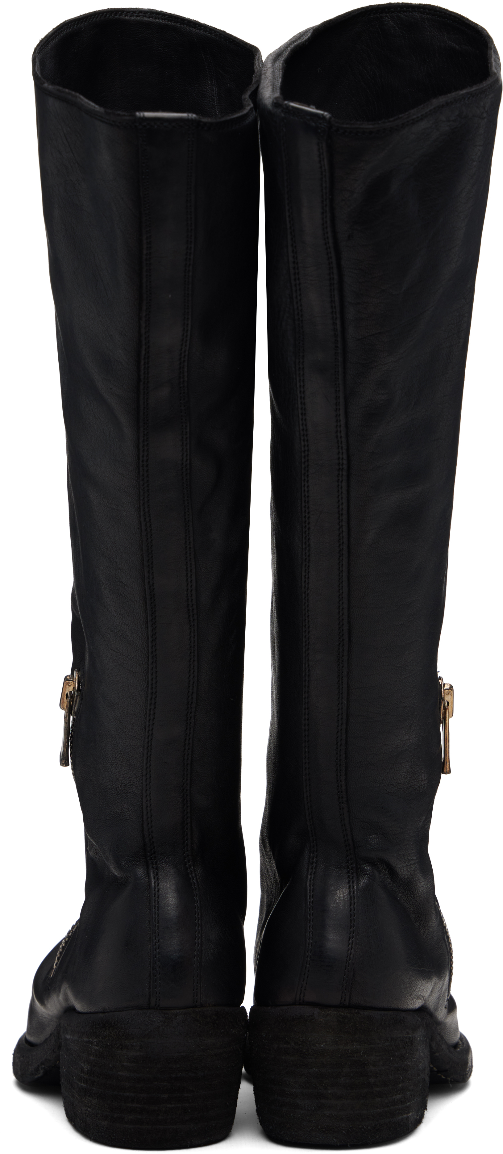 Guidi Black Soft Horse Black Side Zip Hi Boots In Black