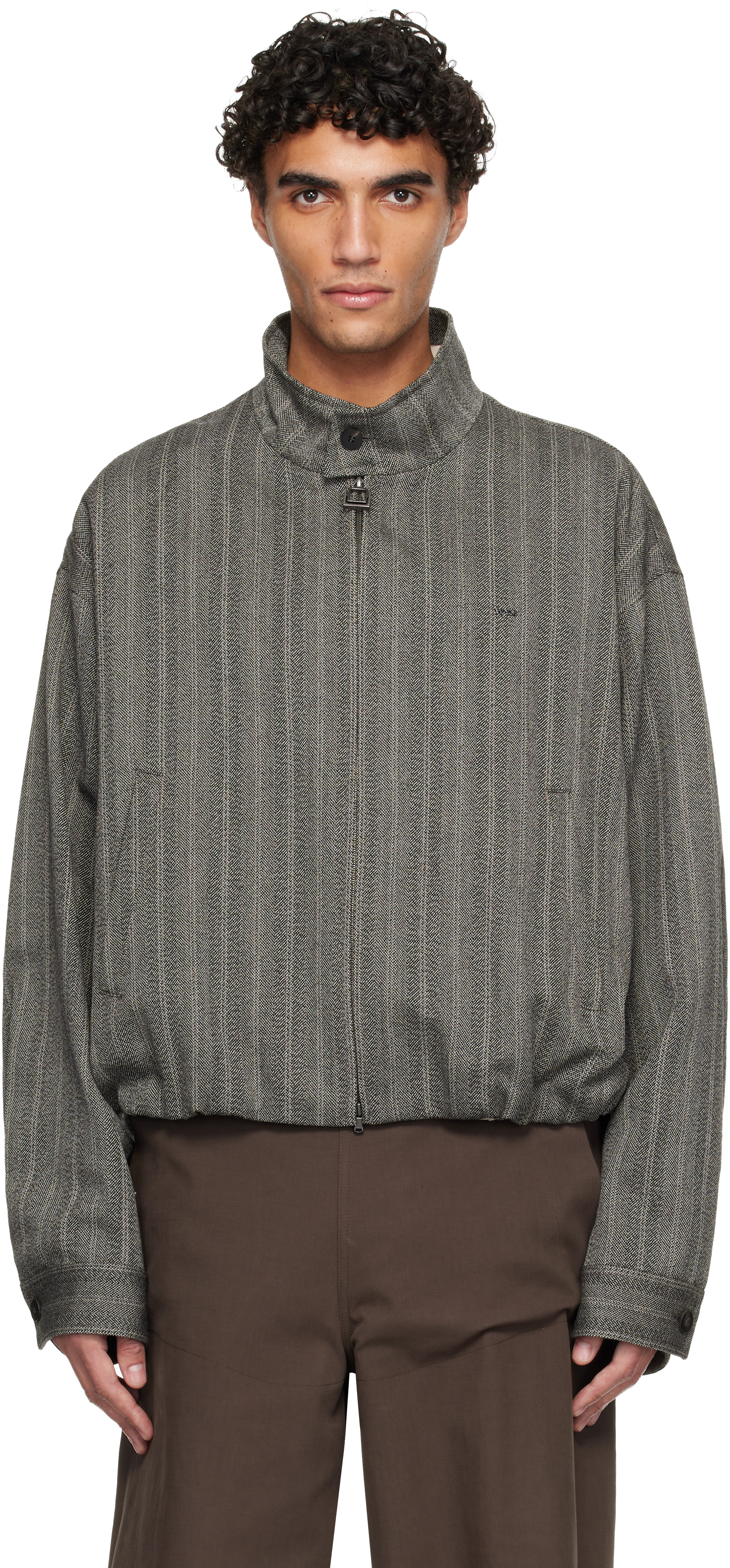 WOOYOUNGMI ウーヨンミ メンズ ジップアップ ジャケット ブルゾン Black Wool Blend High-Neck Zip-up Jacket - WOOYOUNGMI