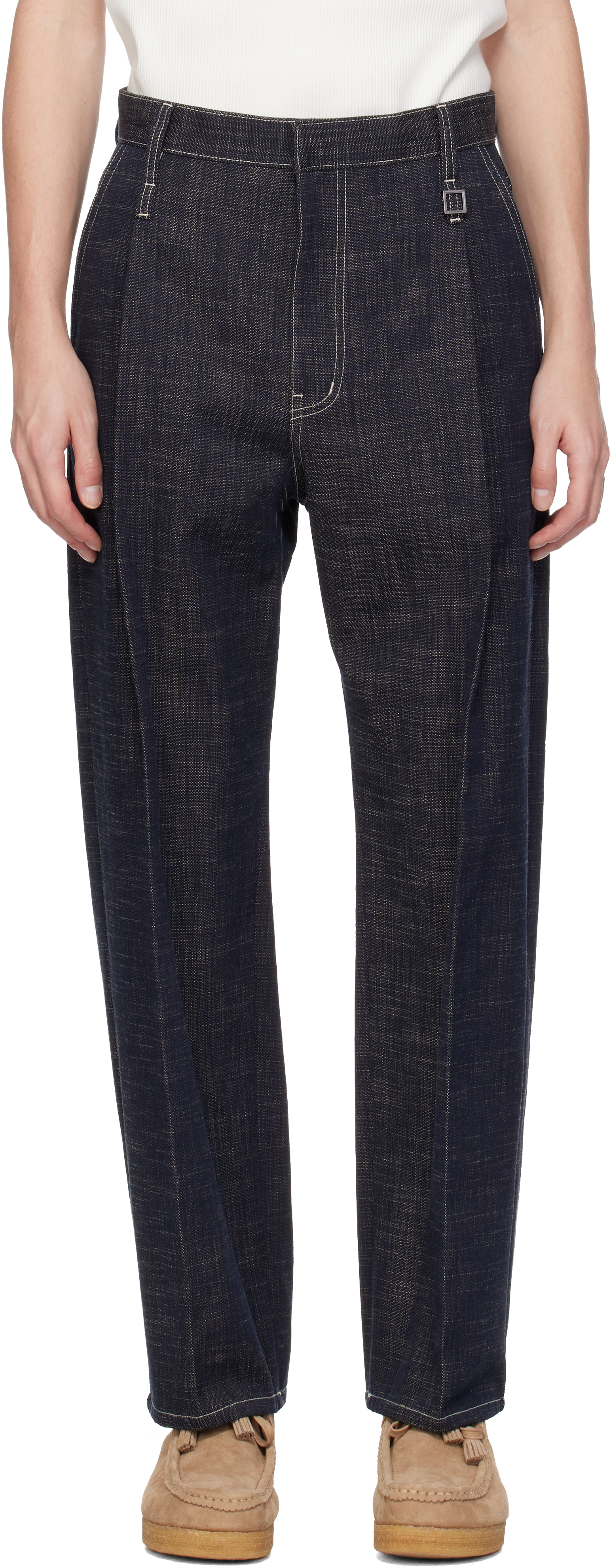 WOOYOUNGMIのネイビー センタークリース ジーンズがセール中