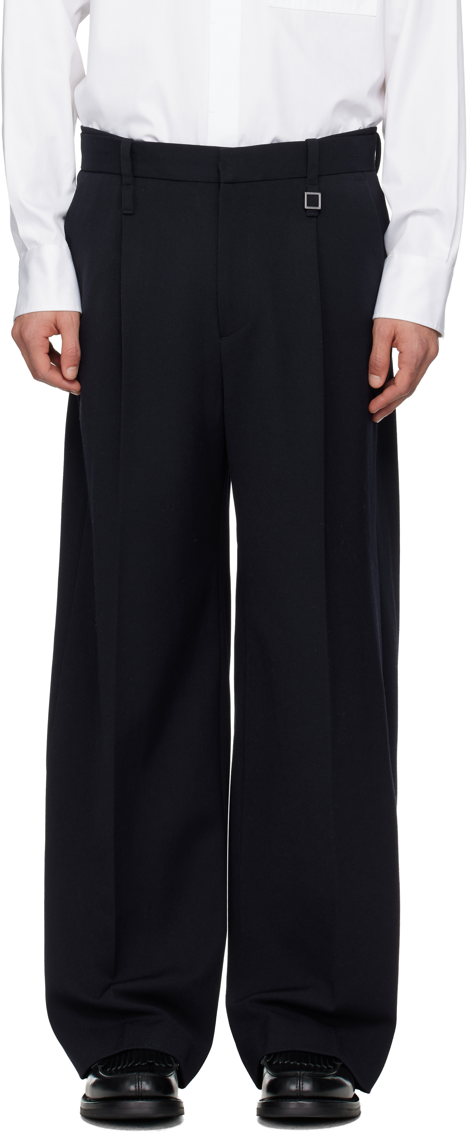 WOOYOUNGMIのネイビー Folding ワイドパンツがセール中