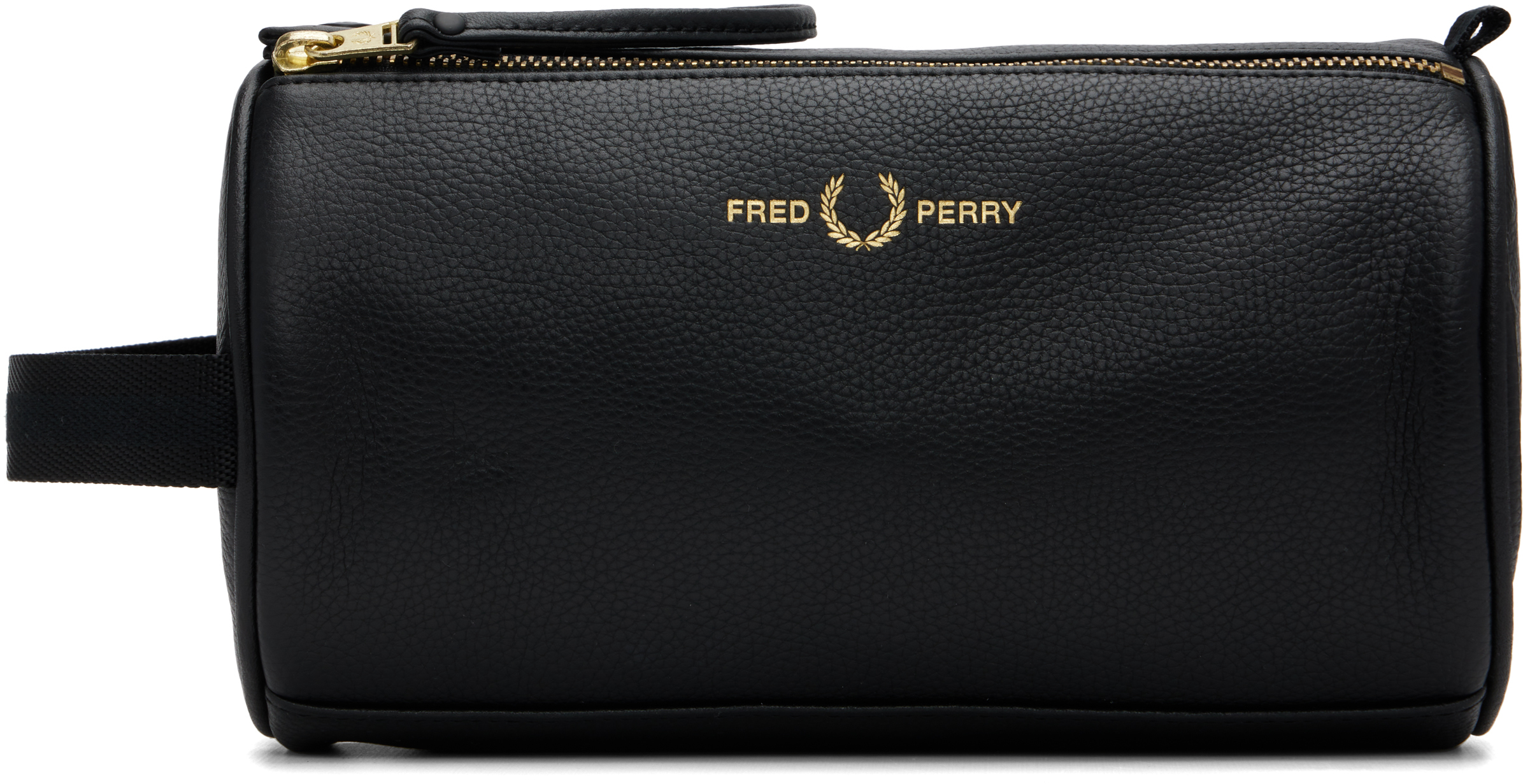 Black Tumbled Leather Wash Bag