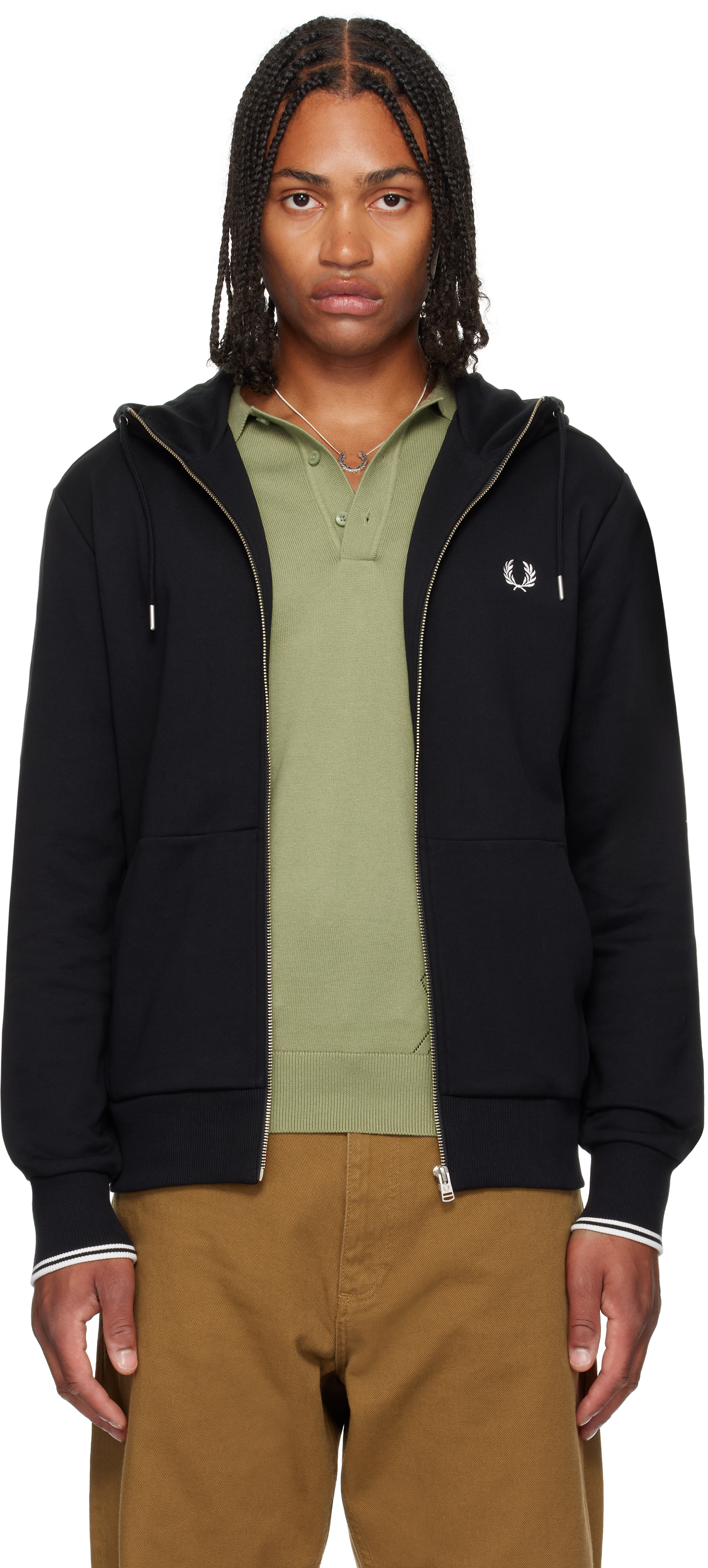 Fred Perry: Black Zip Through Hoodie | SSENSE Canada Fred Perry: Black Zip Through Hoodie | SSENSE Canada