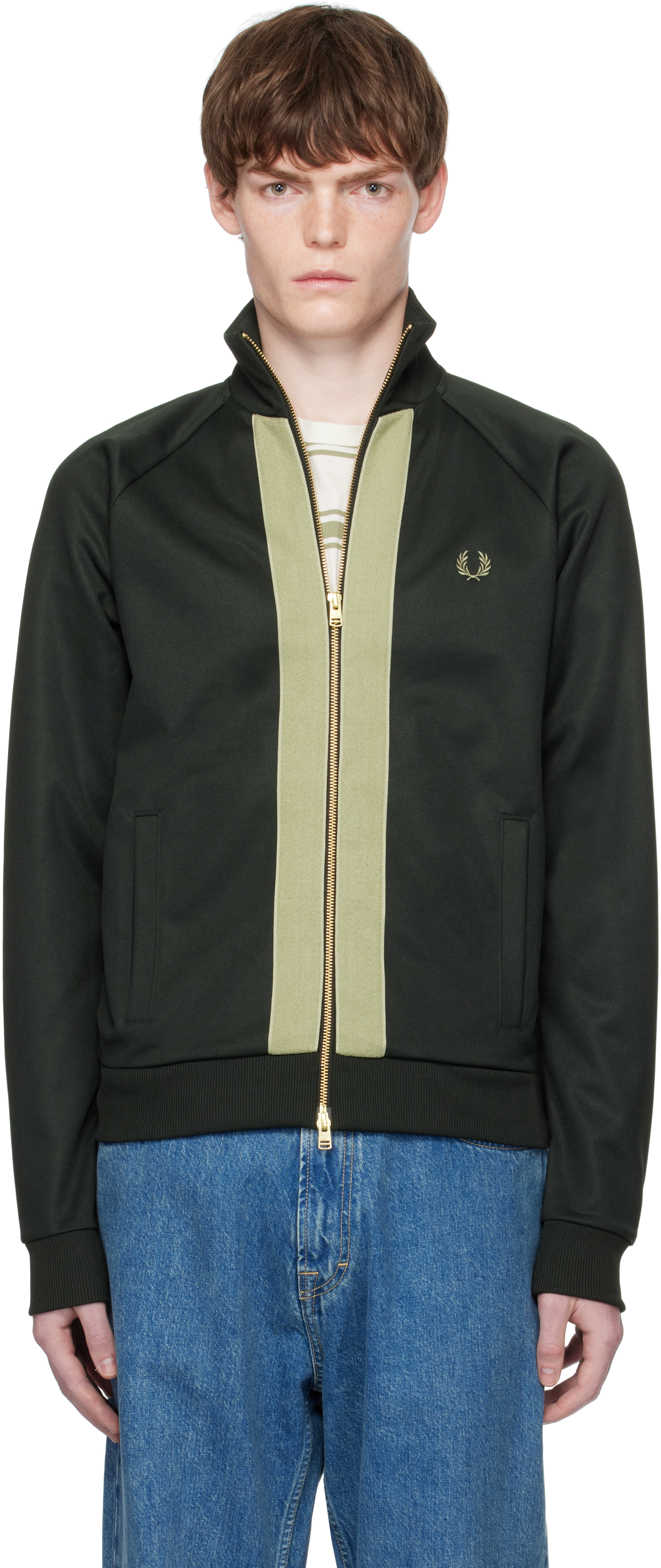 FRED PERRY グリーン トラックジャケット XXL FRED PERRY フレッドペリー コントラスト テープ トラック
