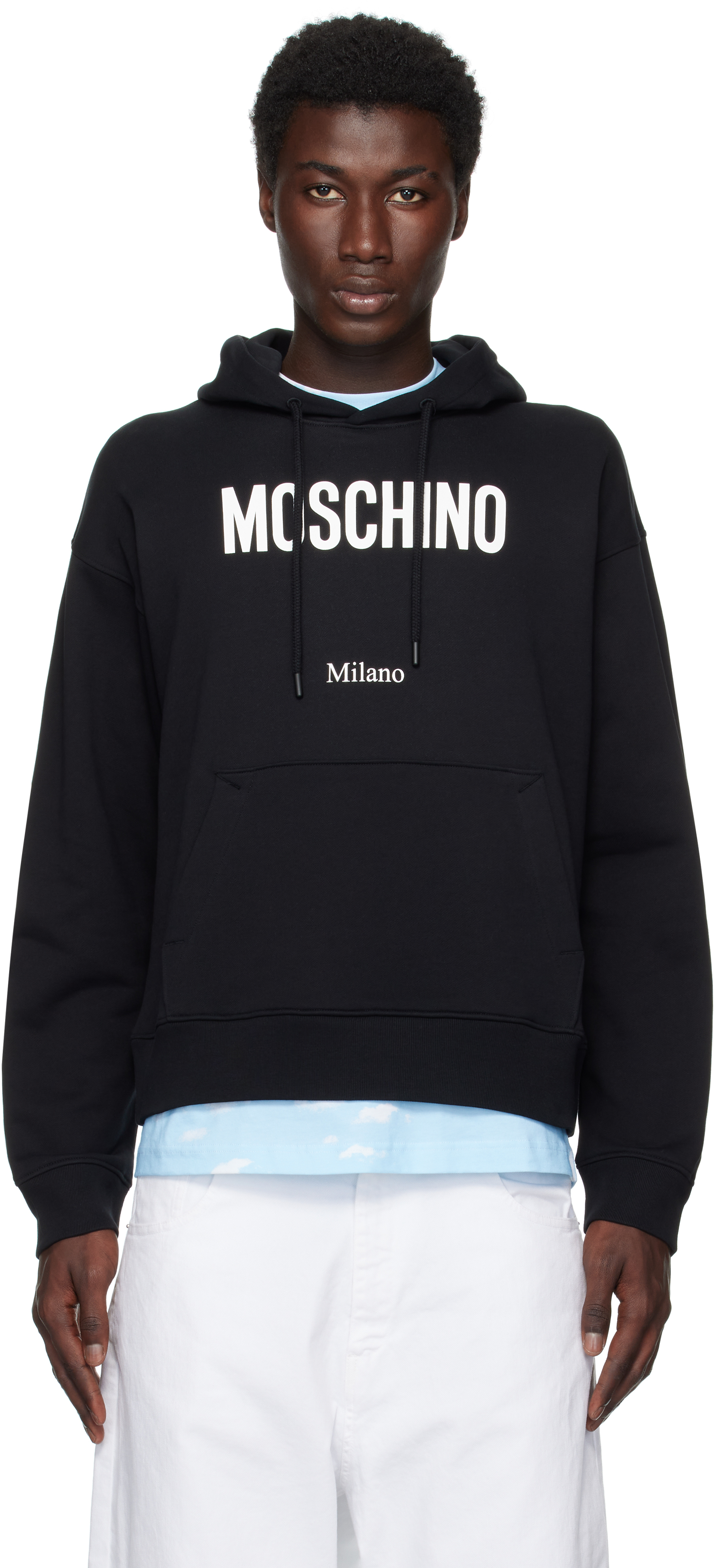 Black Printed Organic Cotton Hoodie