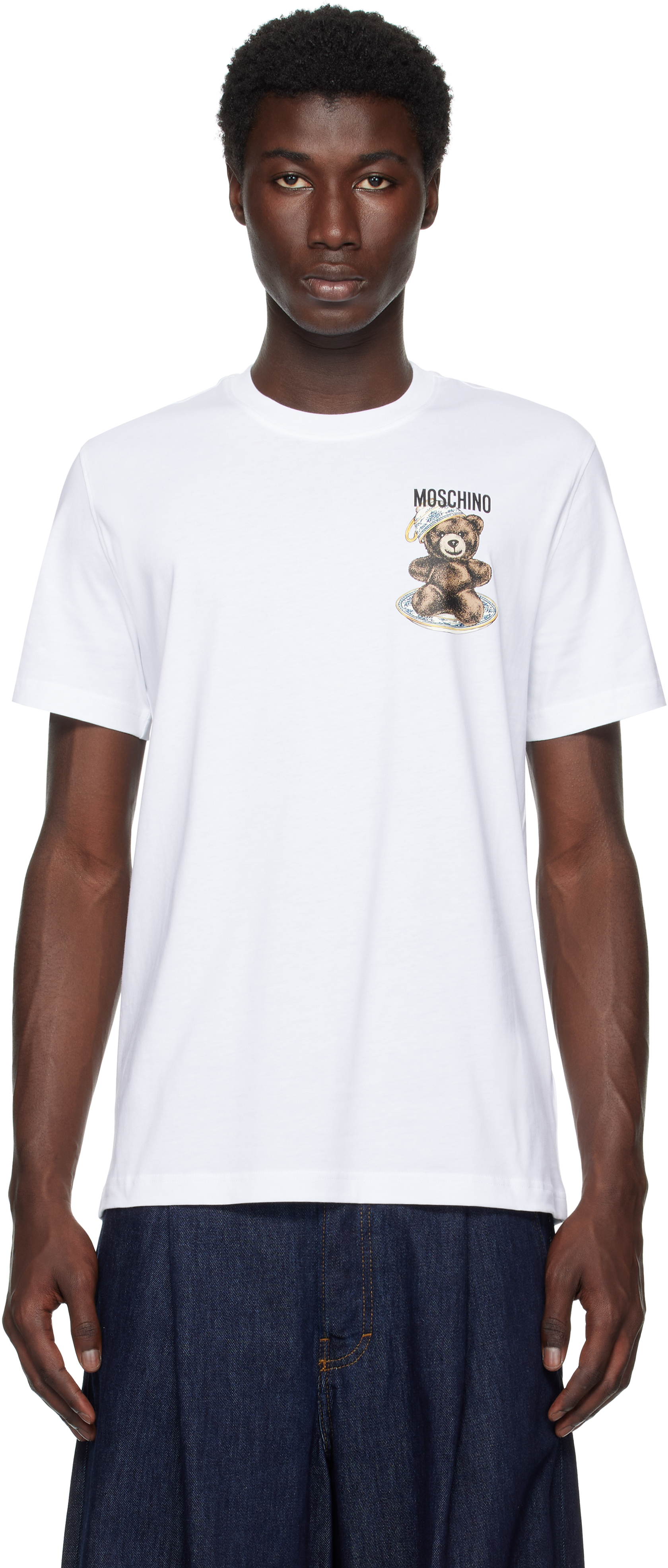 T-shirt Homme Moschino – Noir, Taille S, Manches Courtes, Col Rond – Neuf Sans étiquette