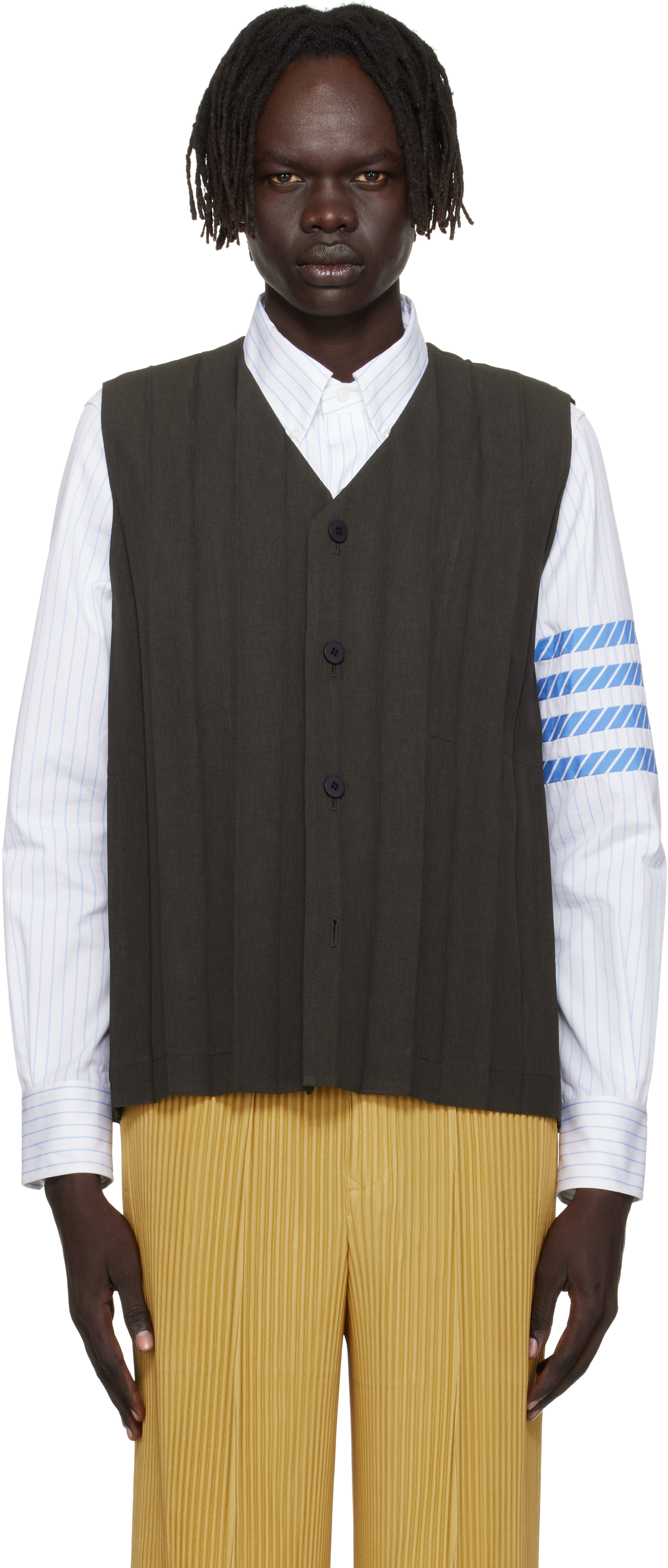 HOMME PLISSÉ ISSEY MIYAKE: Brown Edge Ensemble Vest | SSENSE