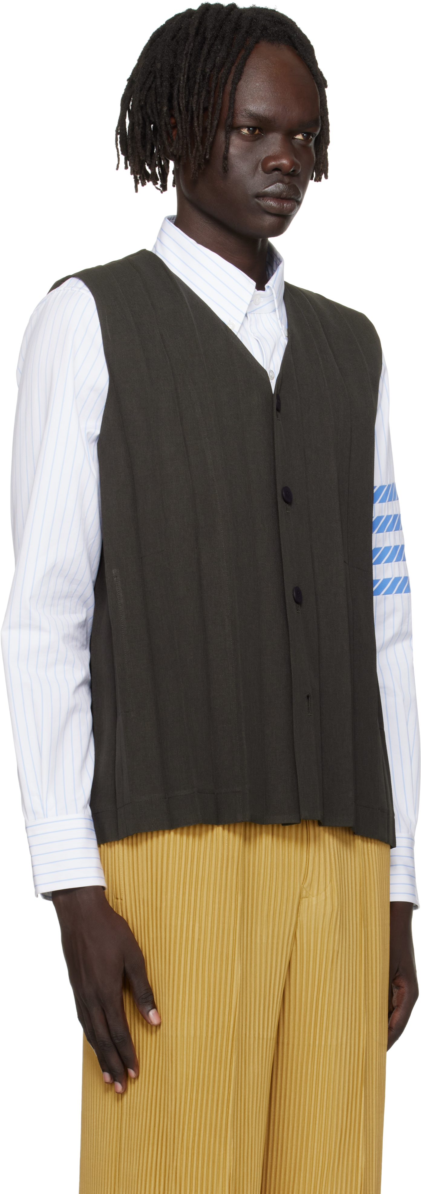Issey Miyake Brown Edge Ensemble Vest In Black
