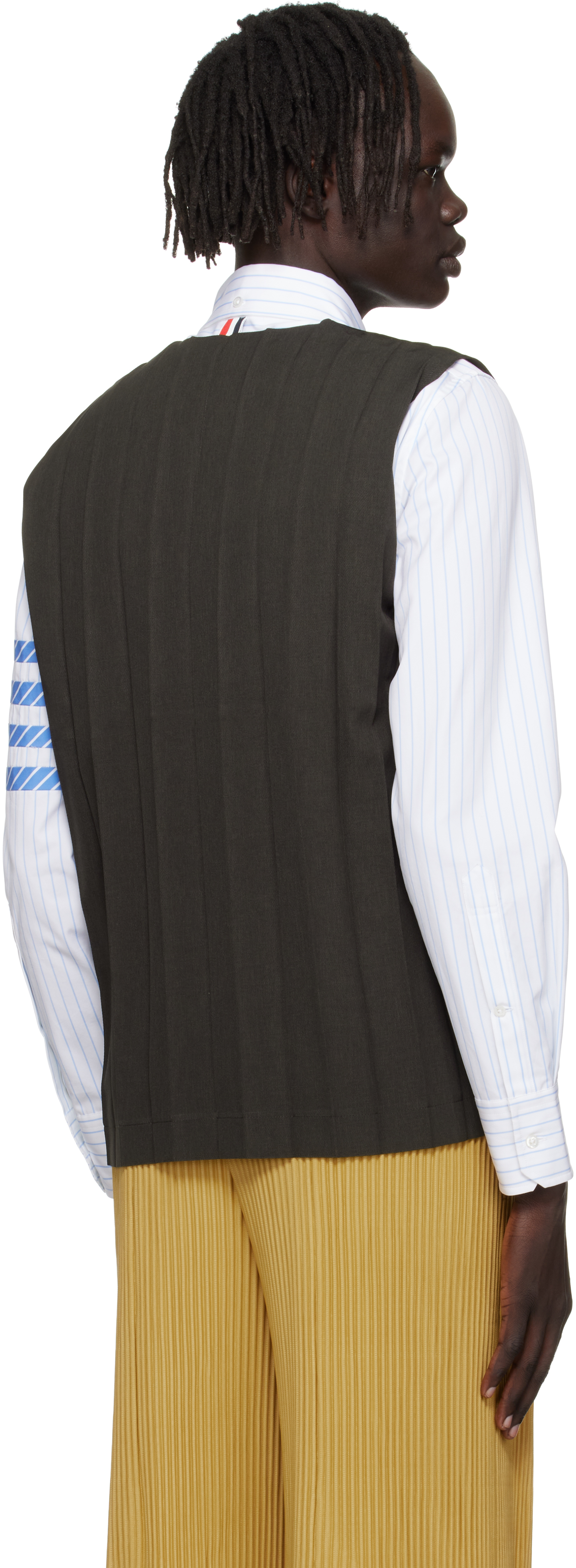 Issey Miyake Brown Edge Ensemble Vest In Black