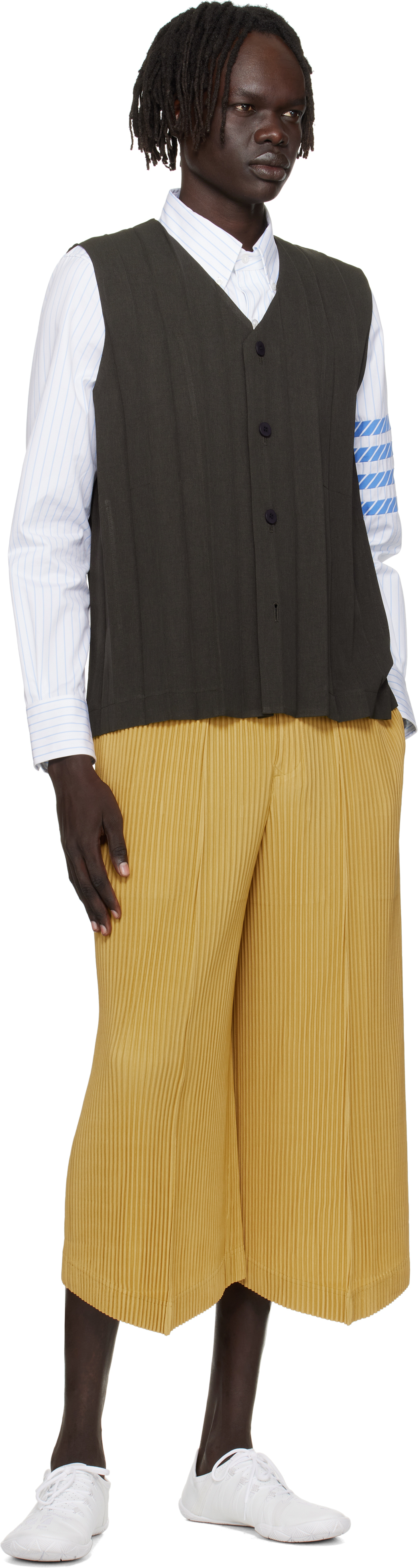 Issey Miyake Brown Edge Ensemble Vest In Black