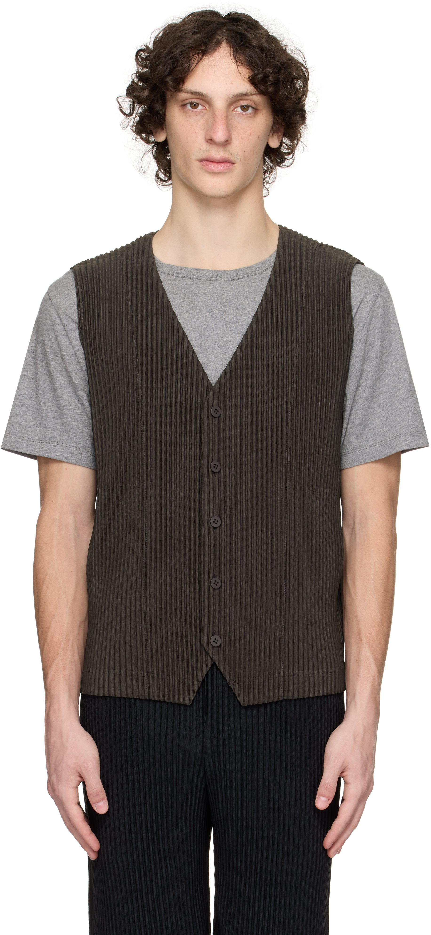 HOMME PLISSÉ ISSEY MIYAKE Brown Tailored Pleats 2 Vest
