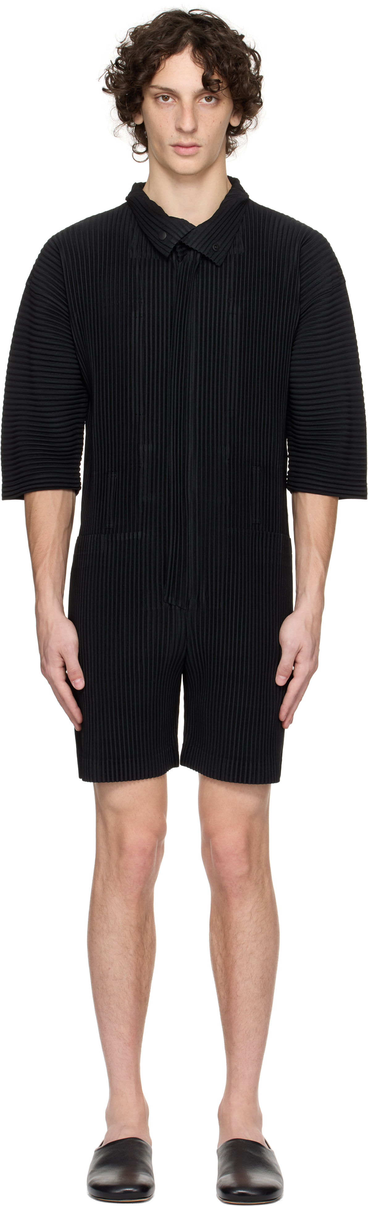 HOMME PLISSÉ ISSEY MIYAKE: Black Pleats Bottoms 3 Jumpsuit