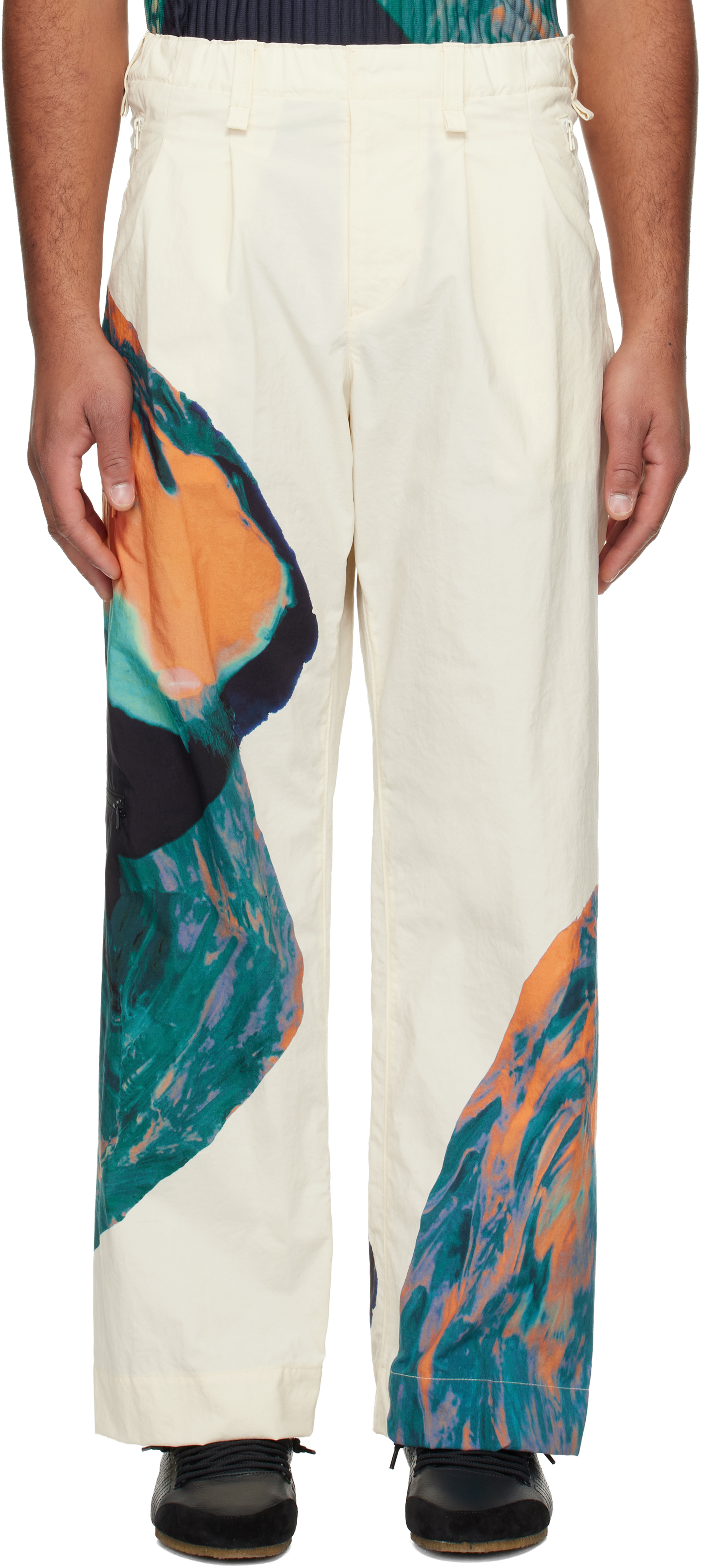 Beige Agate Trousers by HOMME PLISSÉ ISSEY MIYAKE on Sale