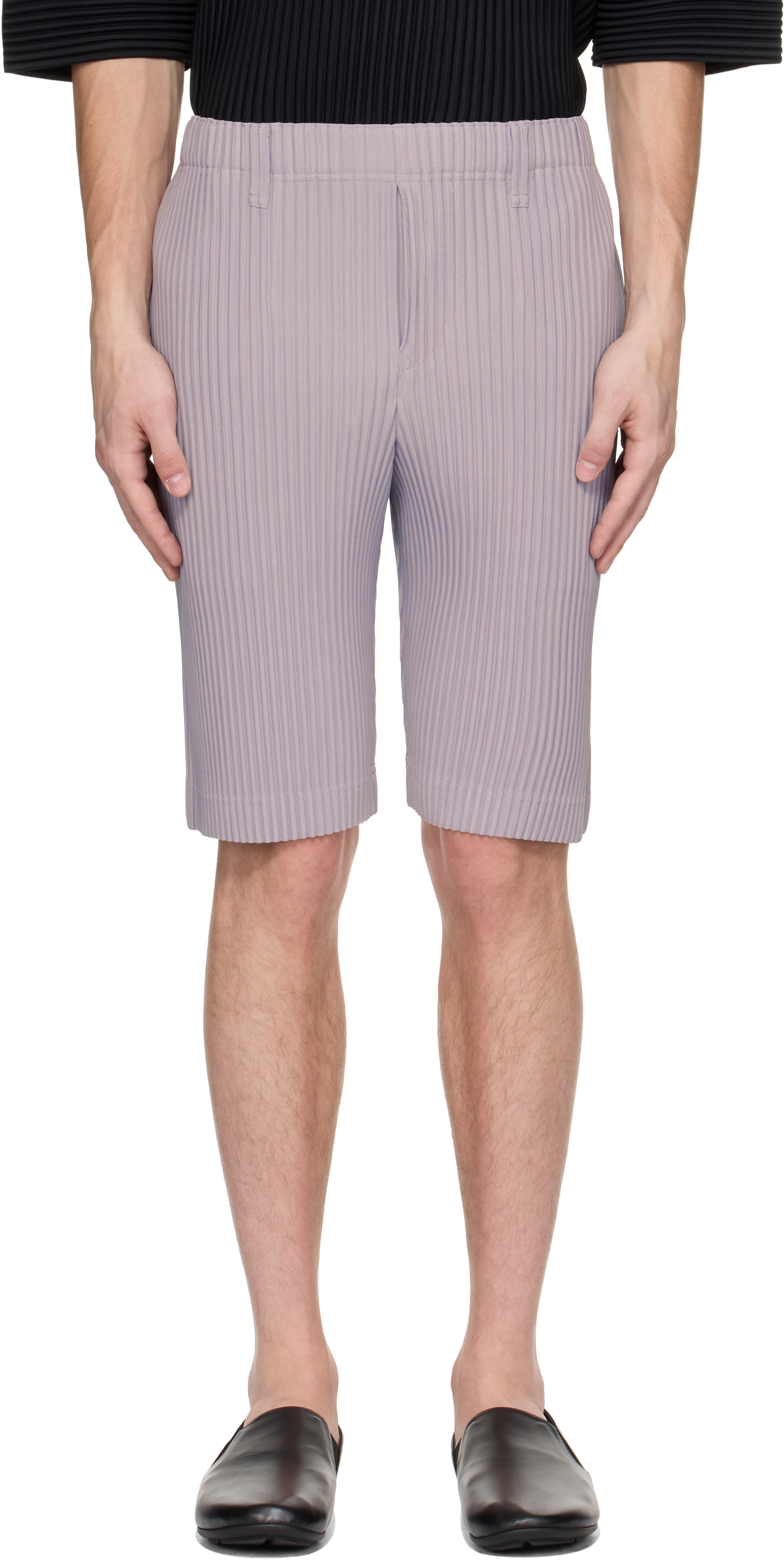 Purple Tailored Pleats 2 Shorts by HOMME PLISSÉ ISSEY MIYAKE on Sale