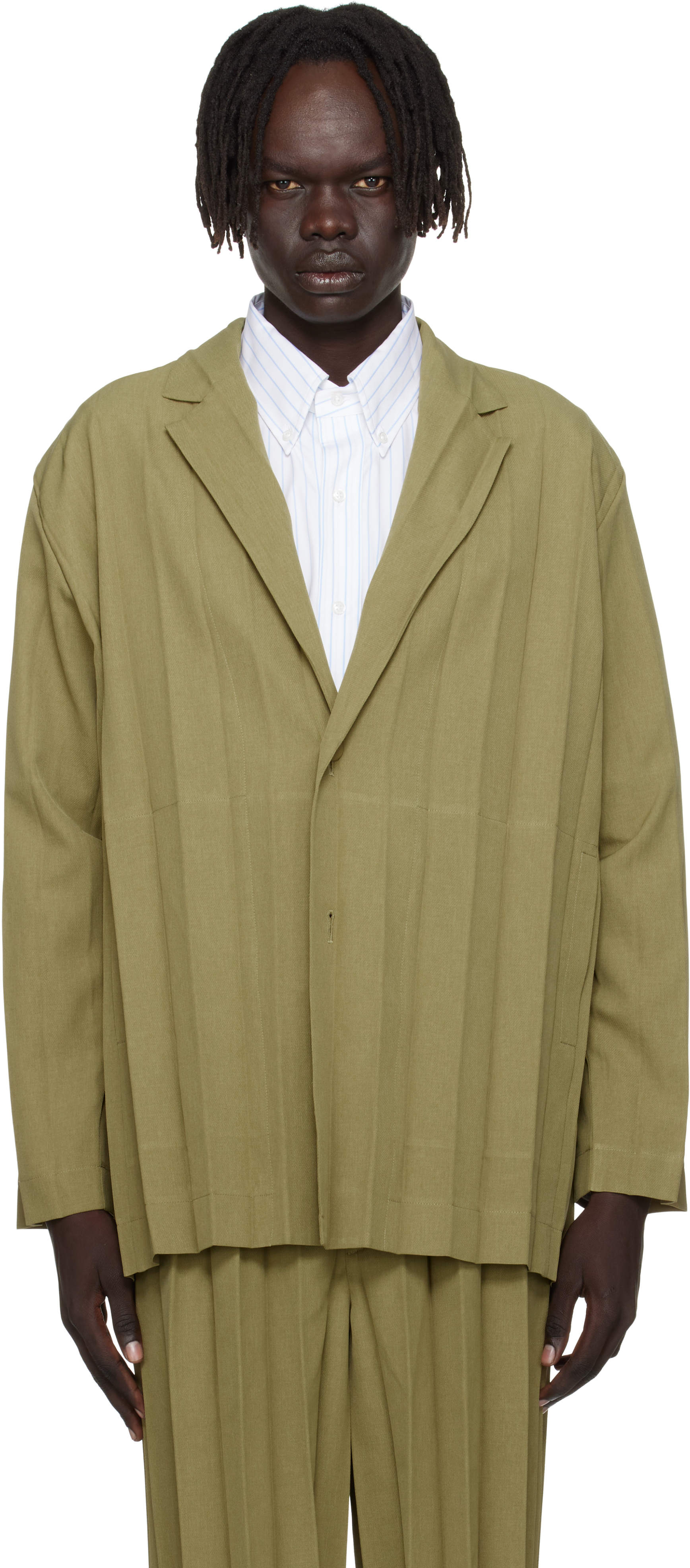 ジャケット・アウター PLEATS PLEASE Mint Tailored Jacket Beige Pleats Please Issey Miyake Merry Bicolor Coat | Saks Fifth Avenue