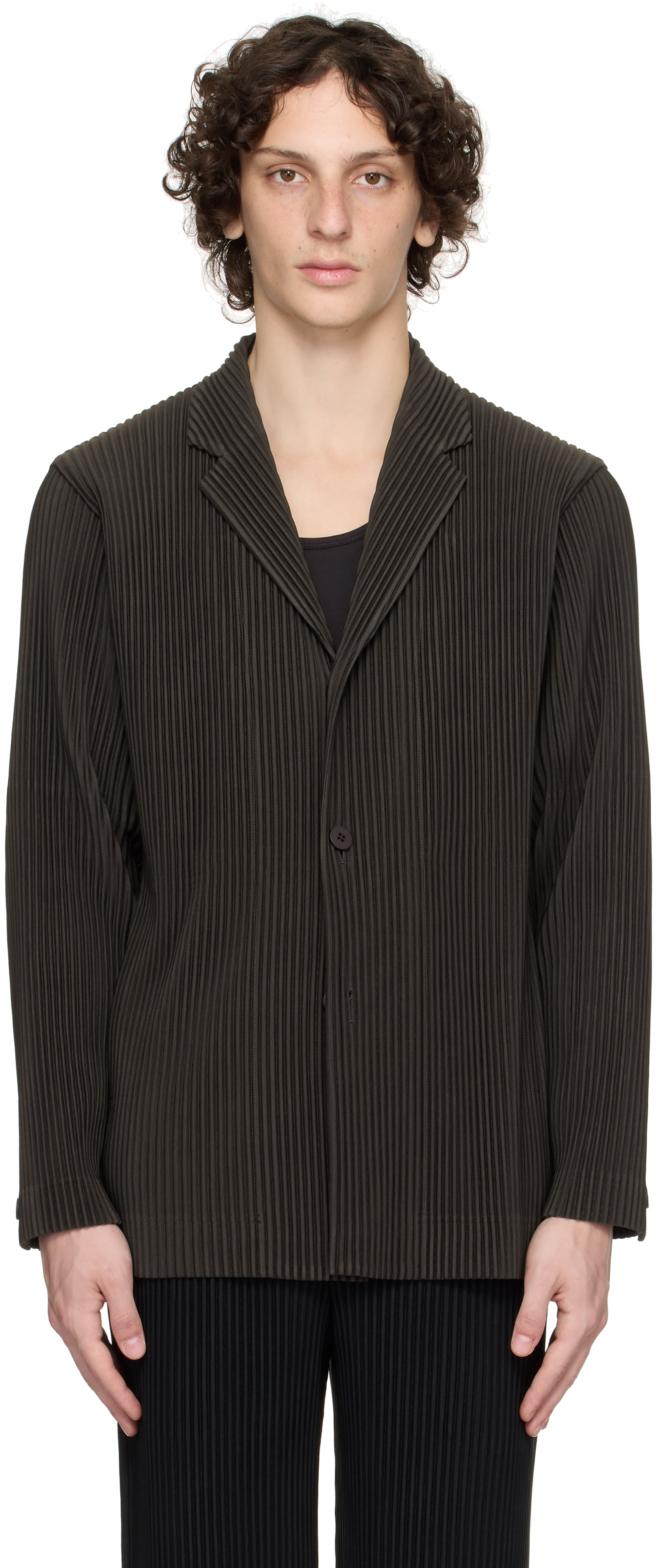 Brown Tailored Pleats 2 Blazer by HOMME PLISSÉ ISSEY MIYAKE on Sale