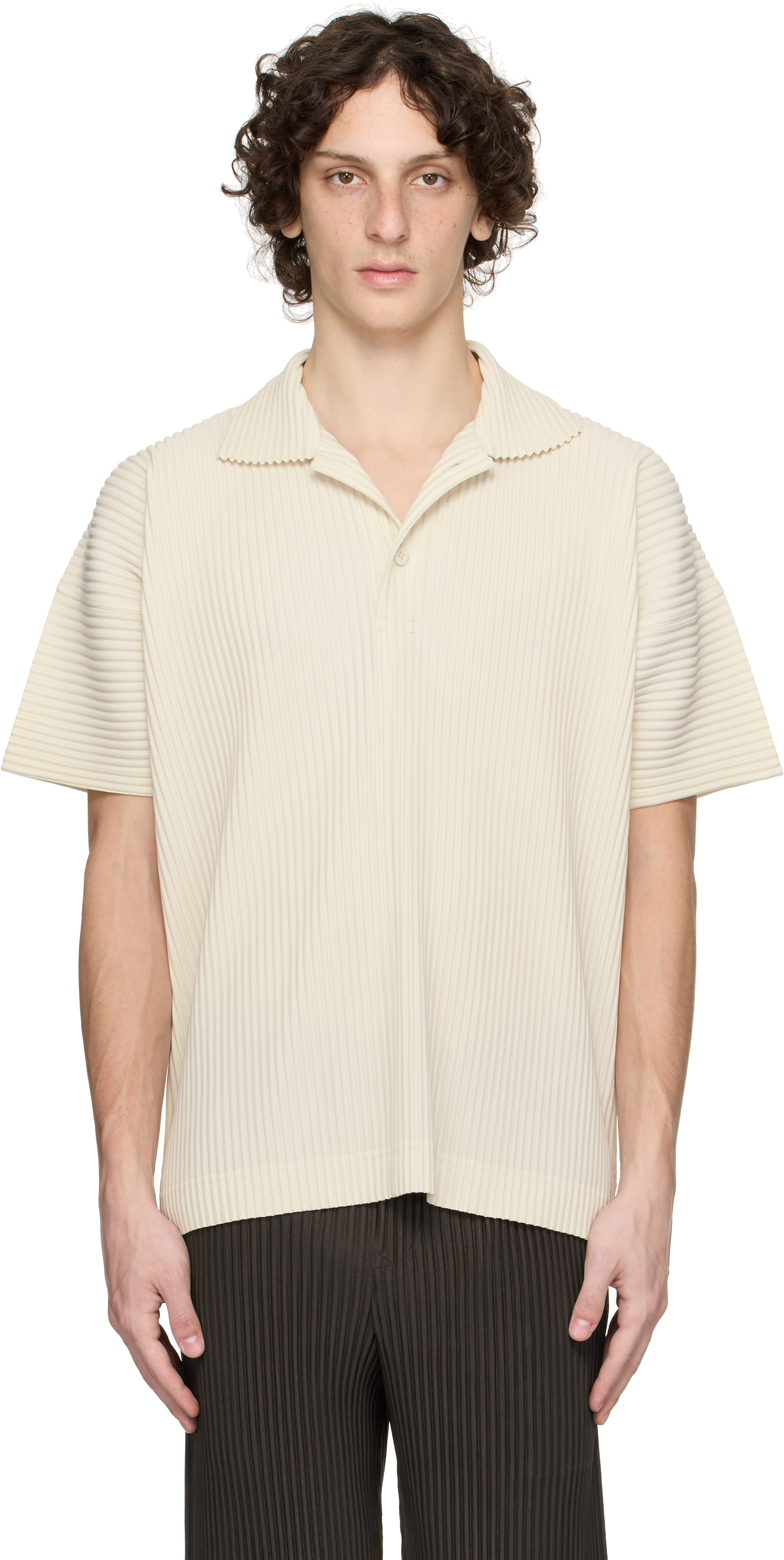 HOMME PLISSÉ ISSEY MIYAKE 半袖 ポロシャツ 白 22001046.jpg