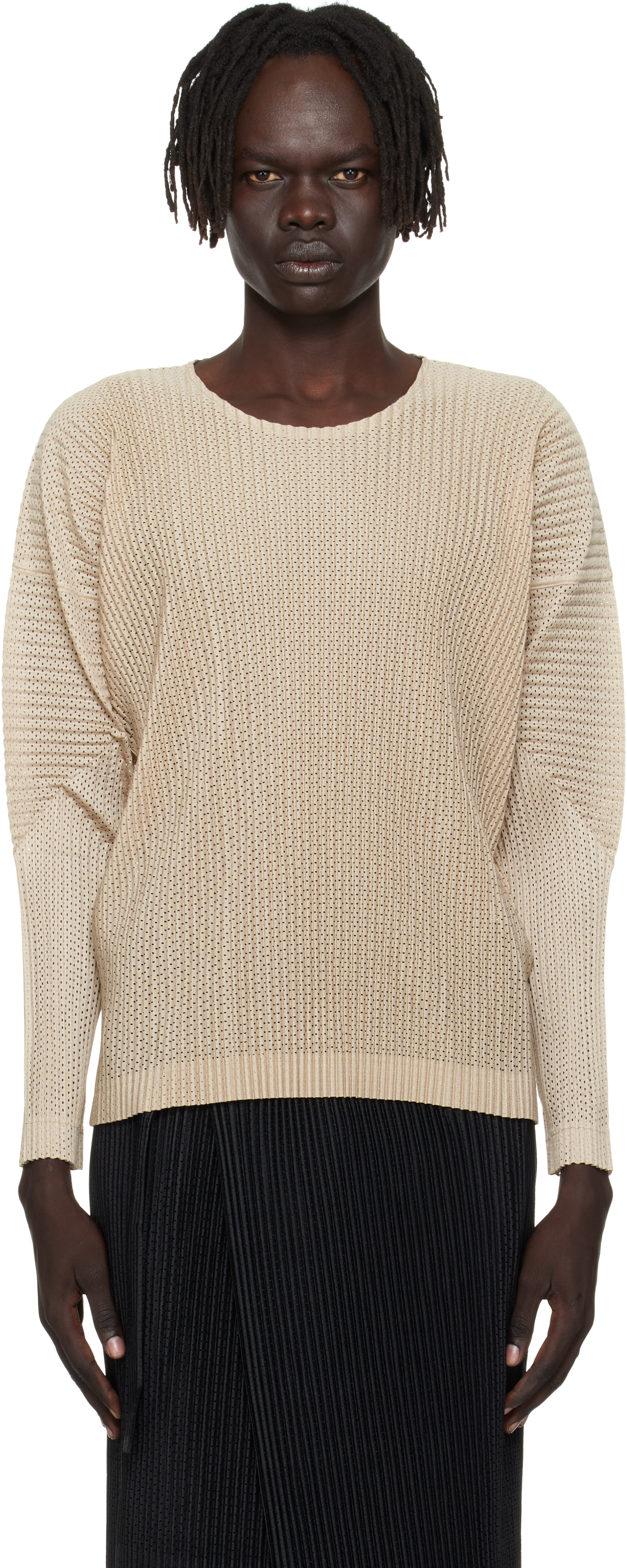 HOMME PLISSE ISSEY MIYAKE 七分袖カットソー グレージュ HOMME PLISSE ISSEY MIYAKE 七分袖カットソー グレージュ ISSEY