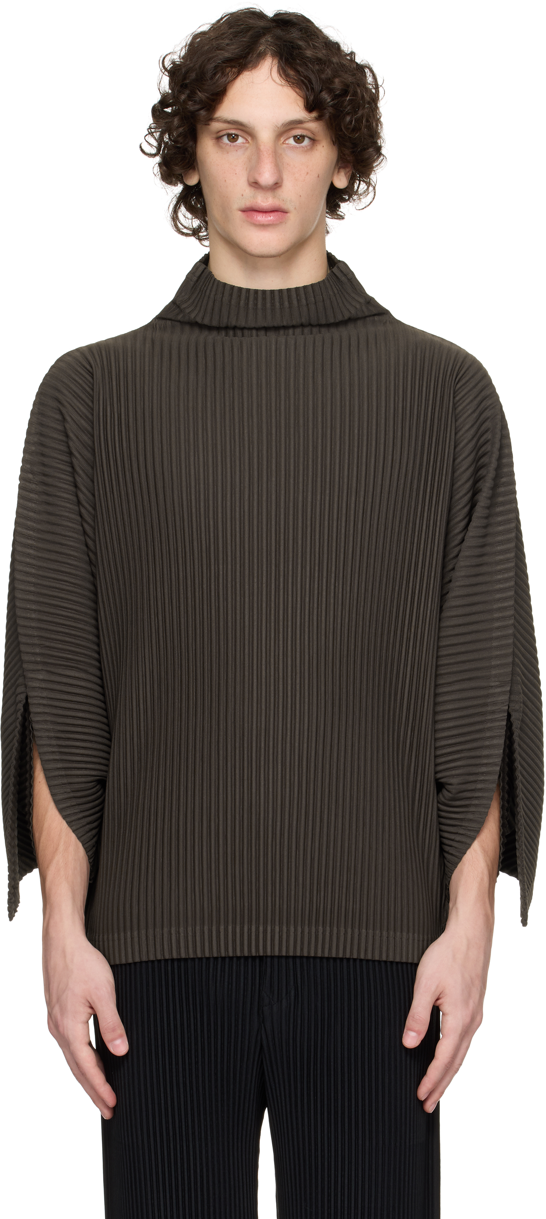 HOMME PLISSÉ ISSEY MIYAKE Brown Kinetic Sculpture Turtleneck