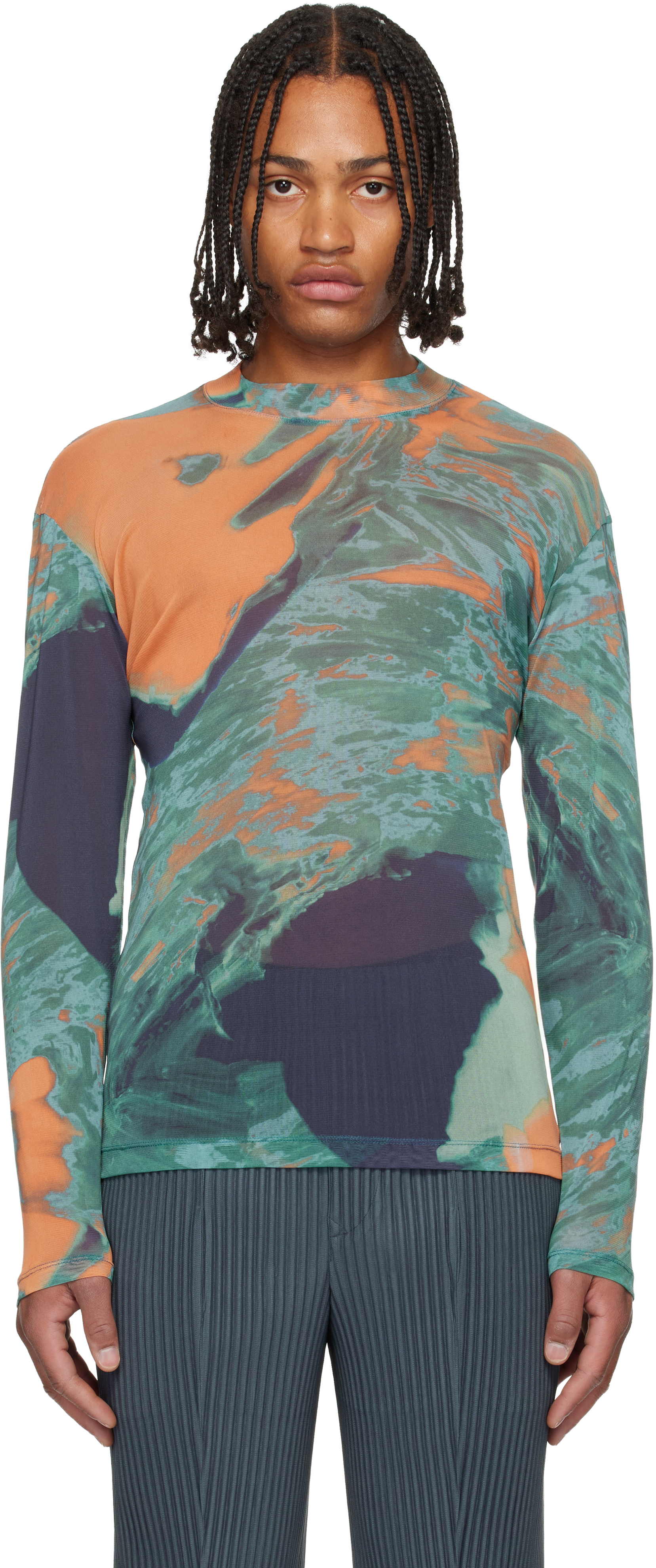 HOMME PLISSÉ ISSEY MIYAKE: Multicolor Agate Sheer T-shirt | SSENSE