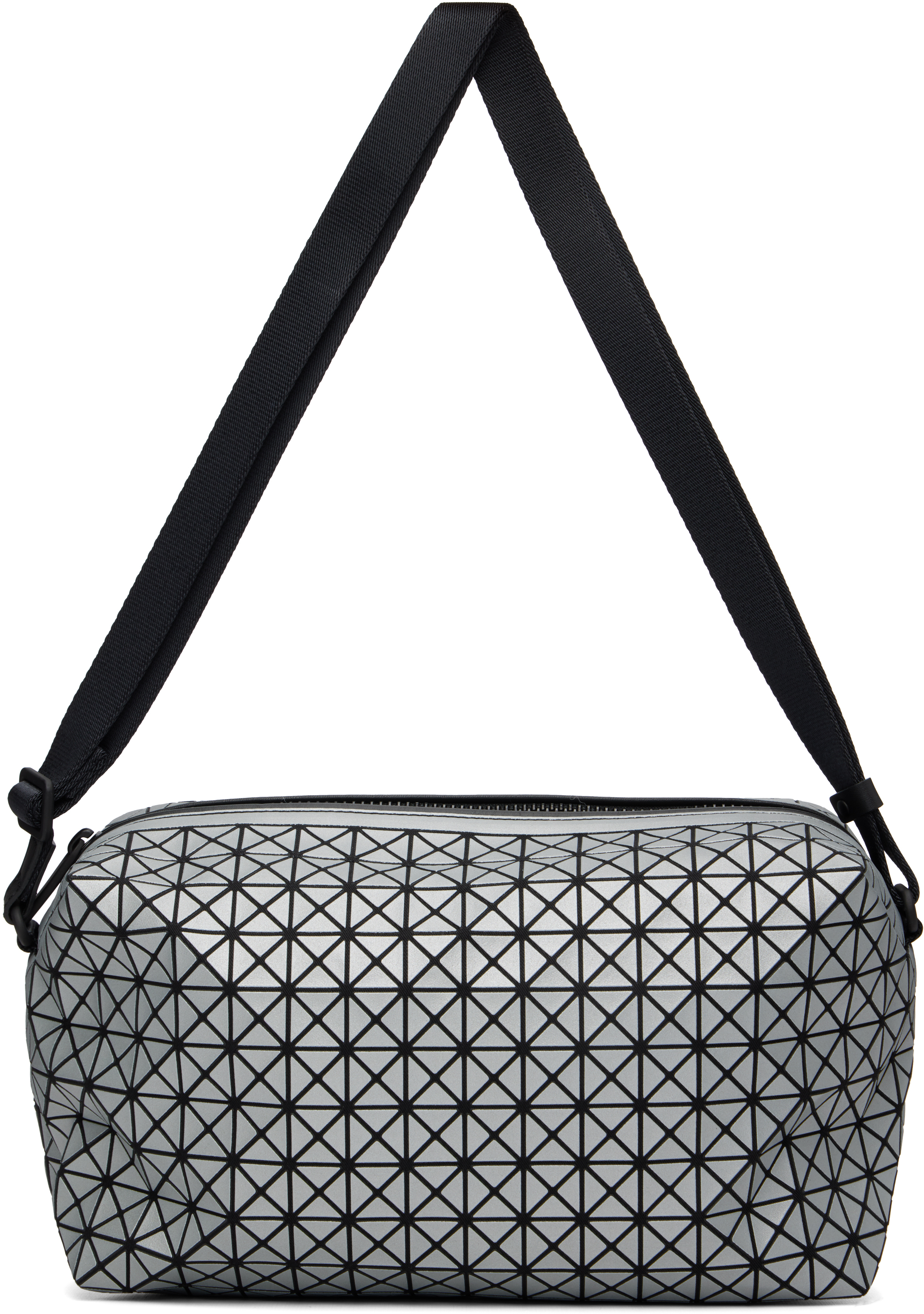 BAO BAO ISSEY MIYAKE: Silver Saddle Reflector Bag | SSENSE BAO BAO ISSEY MIYAKE: Silver Saddle Reflector Bag | SSENSE
