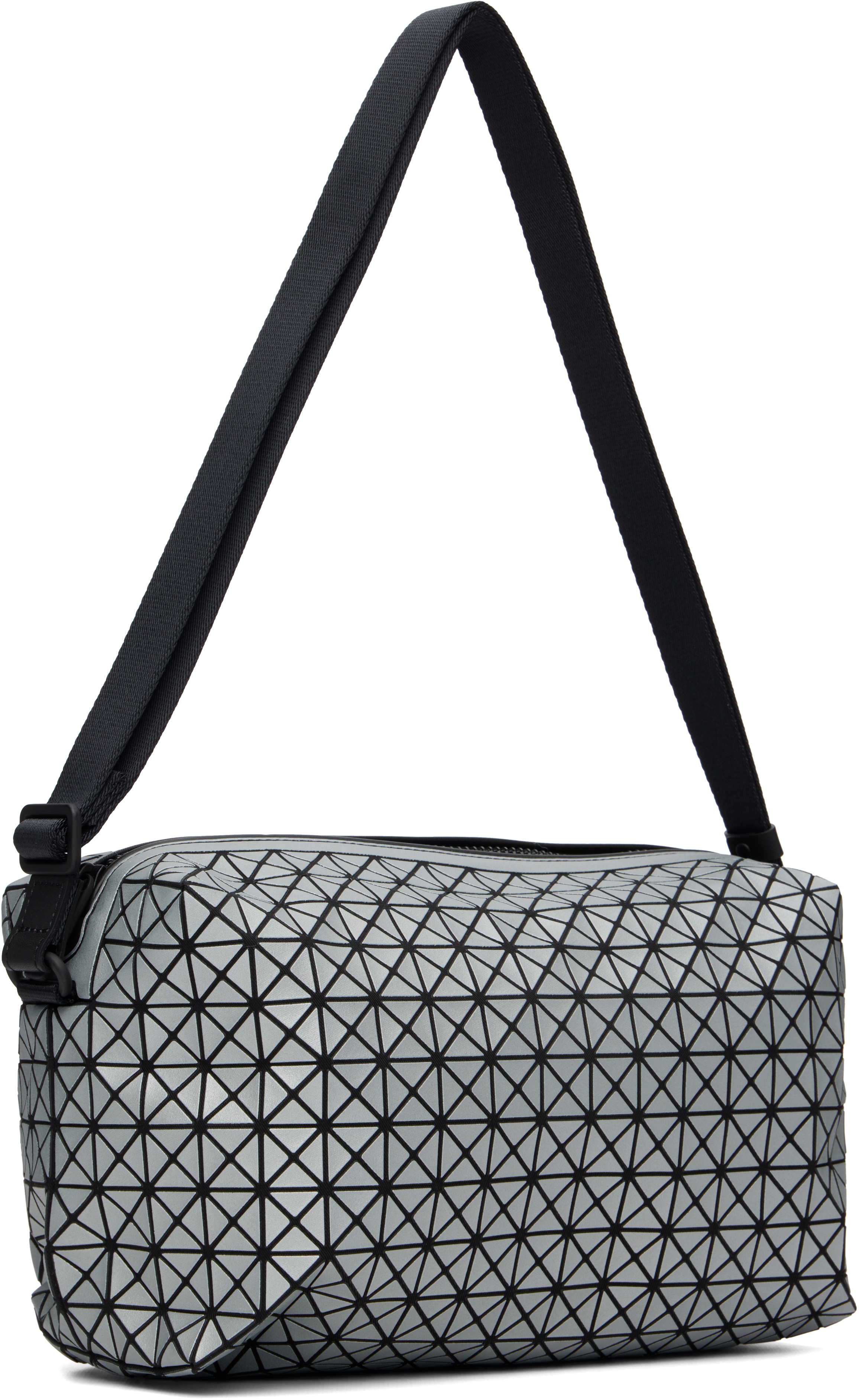 Bao Bao Issey Miyake Saddle Reflector Crossbody Bag In Silver