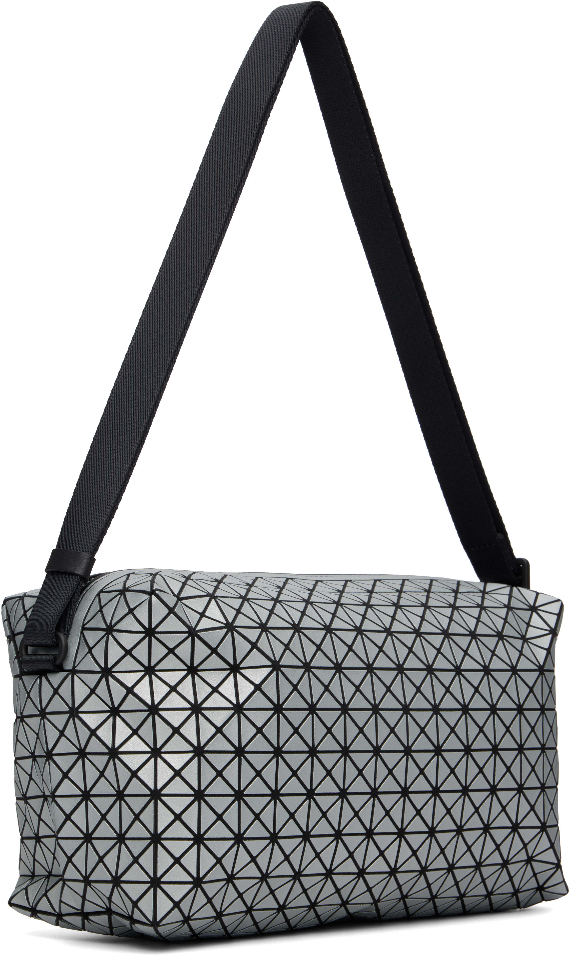 Bao Bao Issey Miyake Saddle Reflector Crossbody Bag In Silver