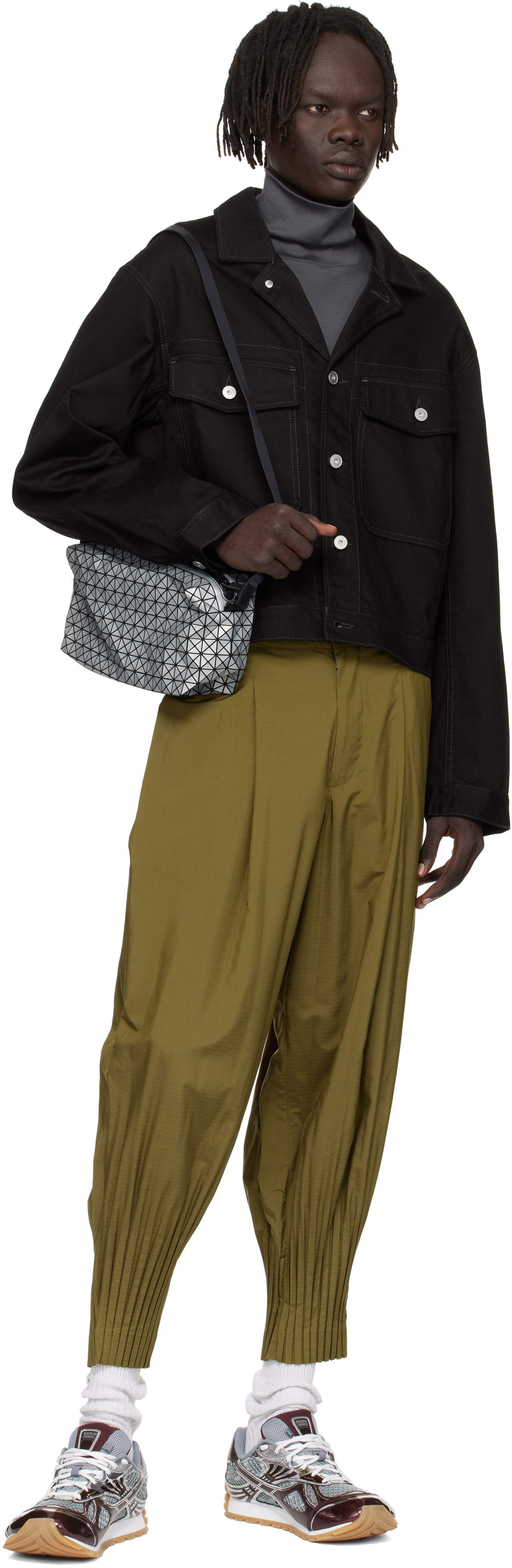 Bao Bao Issey Miyake Saddle Reflector Crossbody Bag In Silver