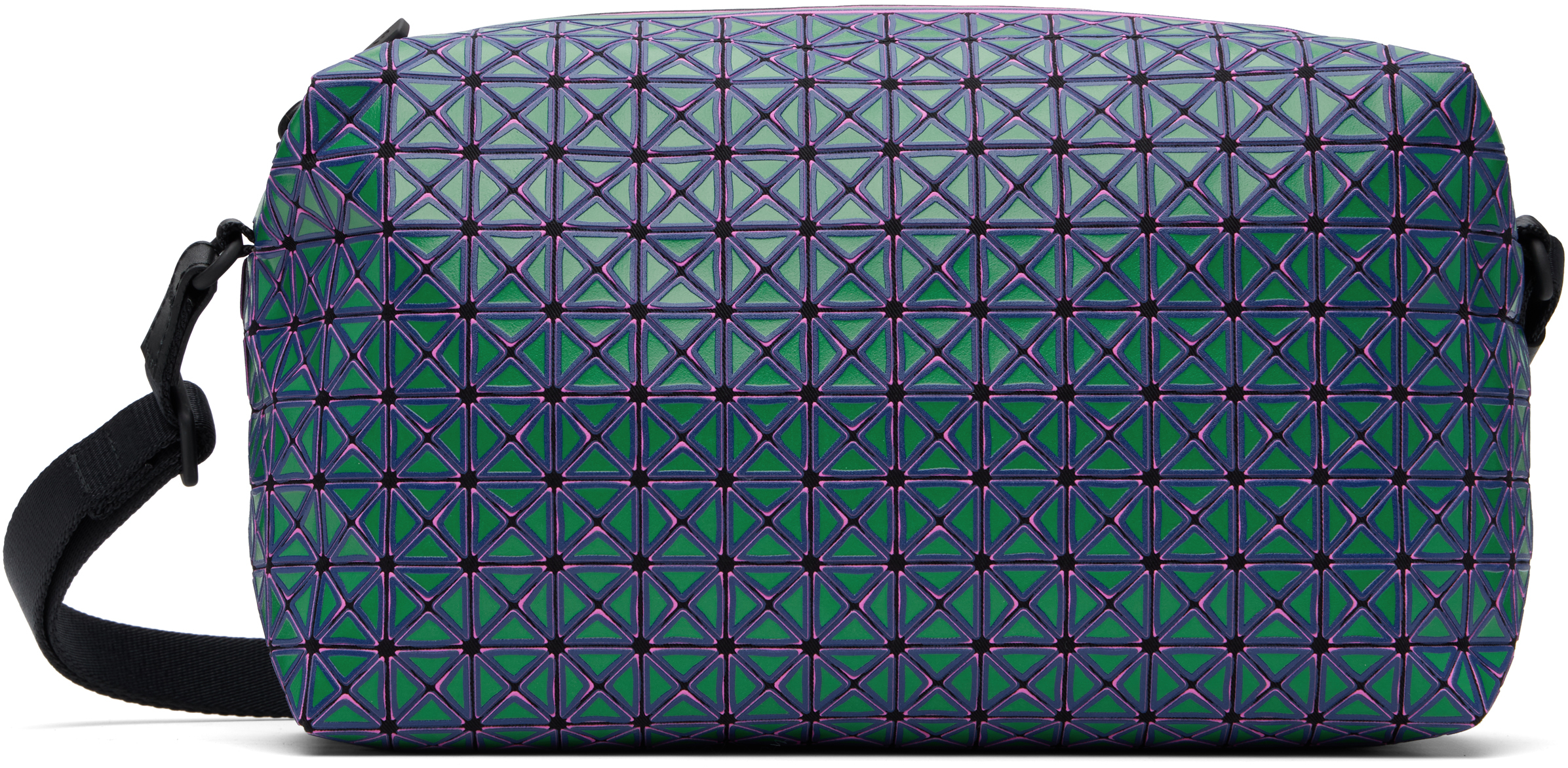 Green & Purple Saddle Rough Bag by BAO BAO ISSEY MIYAKE on Sale