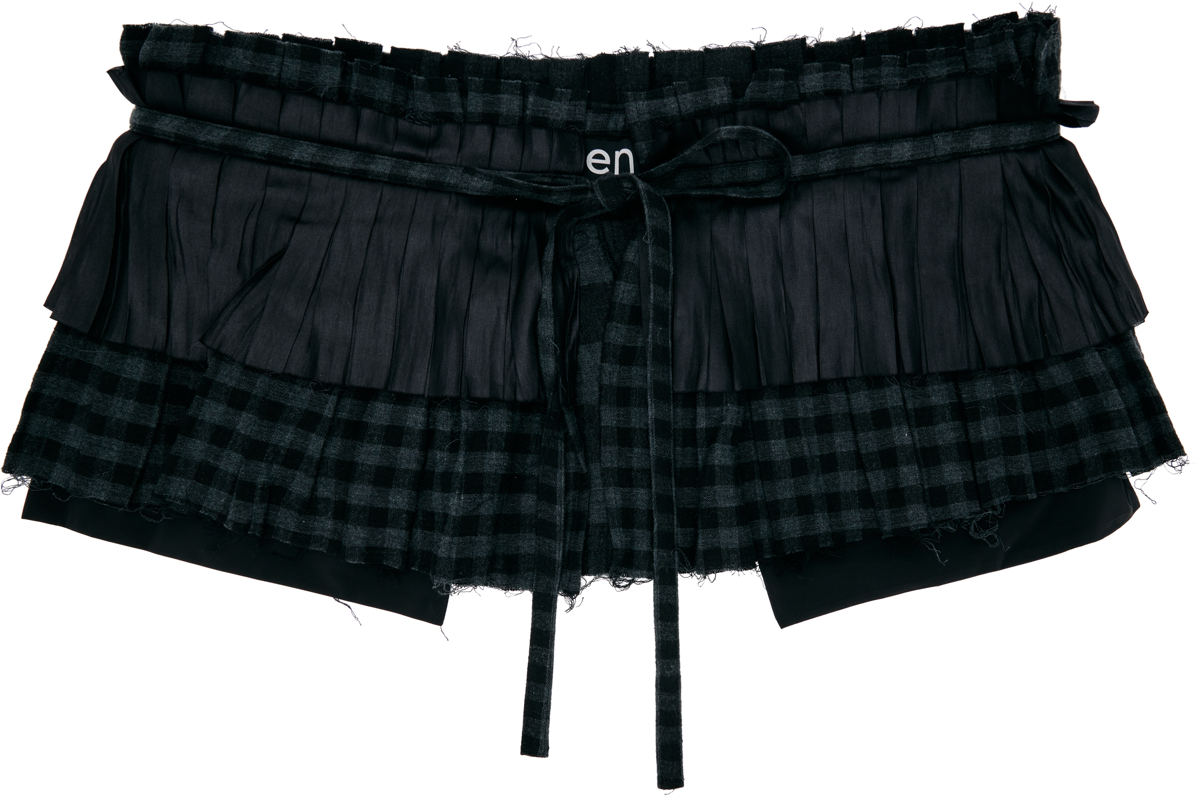 Open Yy Black Pleats Layered Pocket Belt In Blue