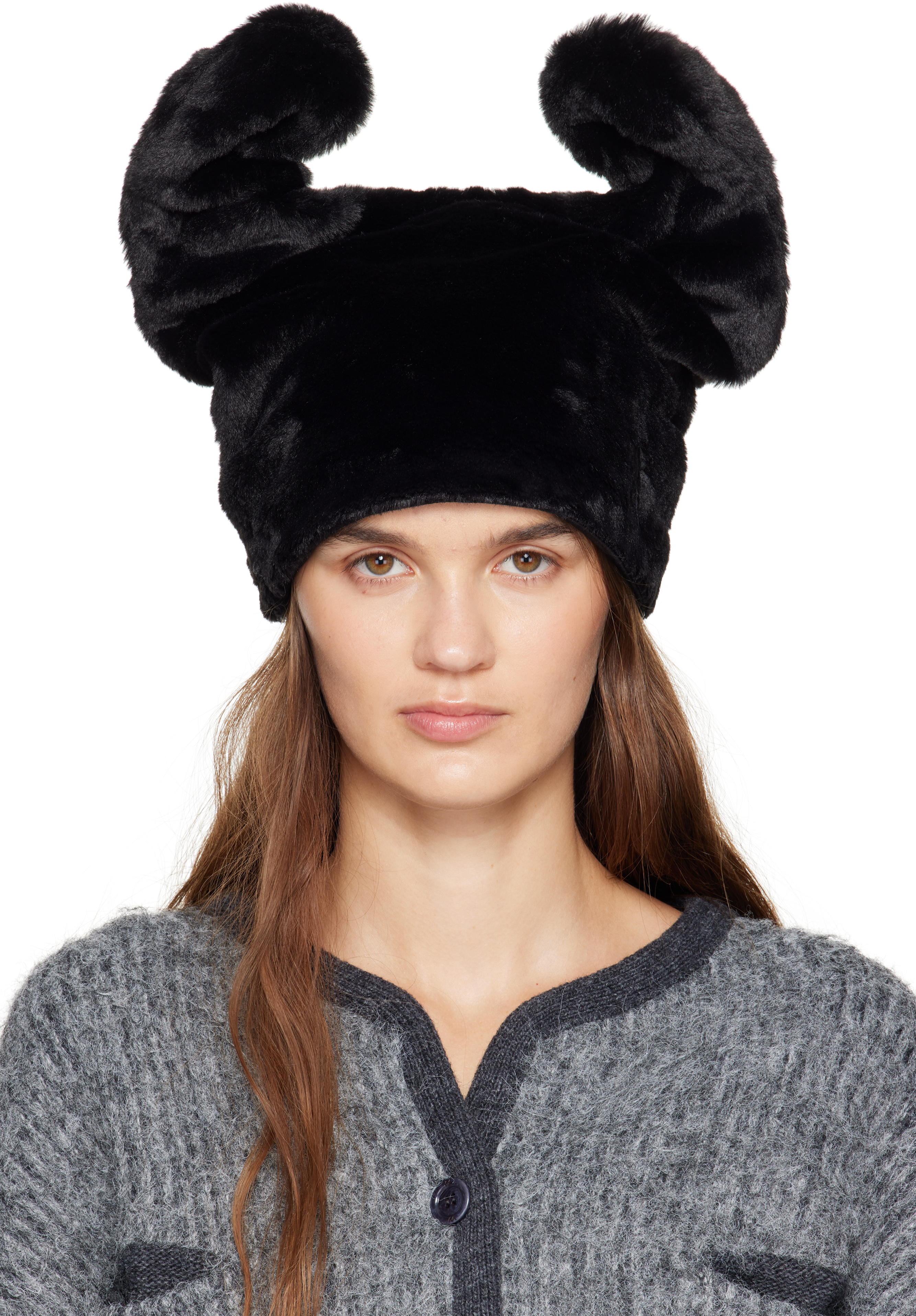 Open Yy Black Fleece Wire Beanie In Black