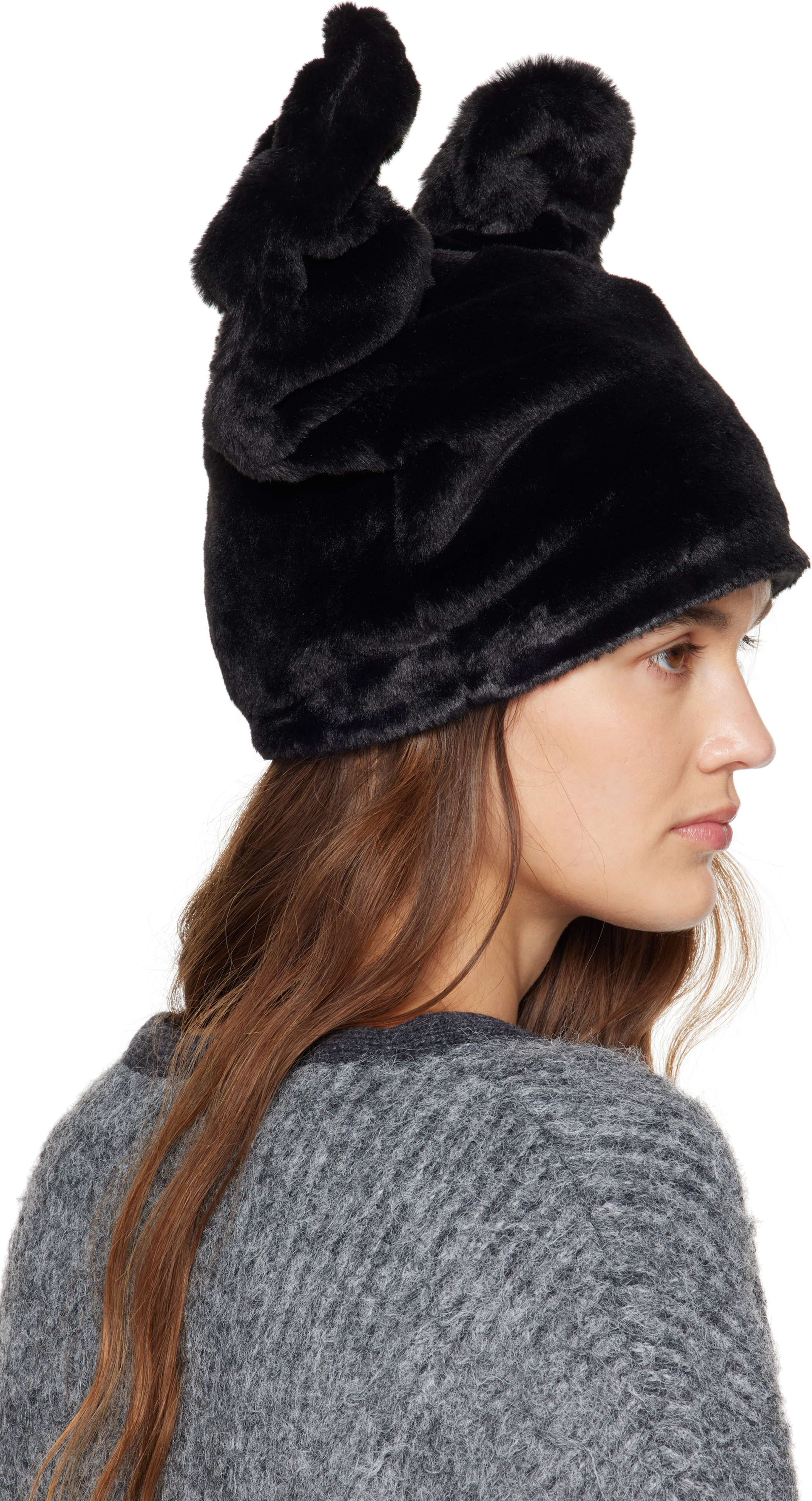 Open Yy Black Fleece Wire Beanie In Black