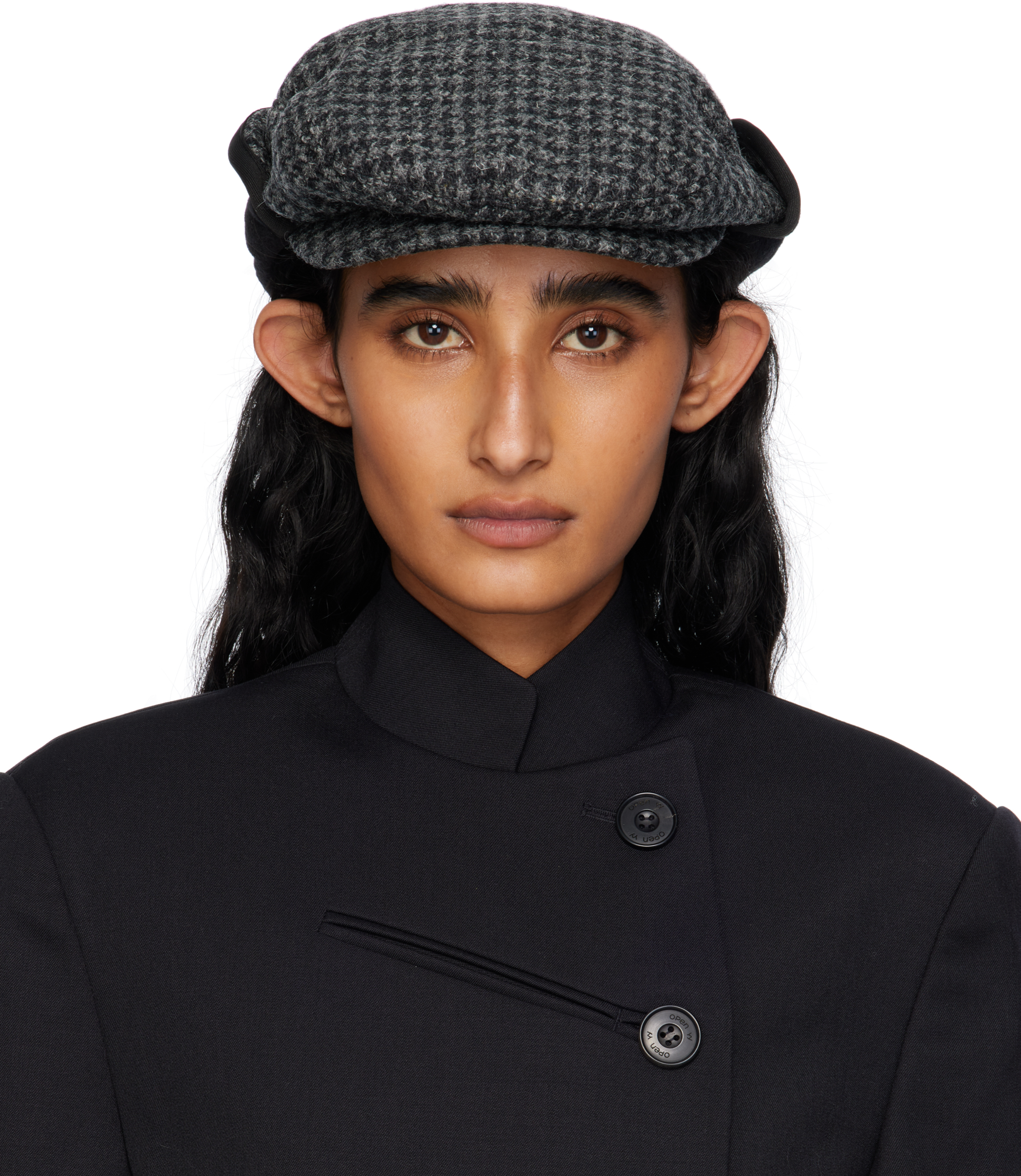 Open Yy Black & Gray Harris Tweed Bicycle Foldable Cap