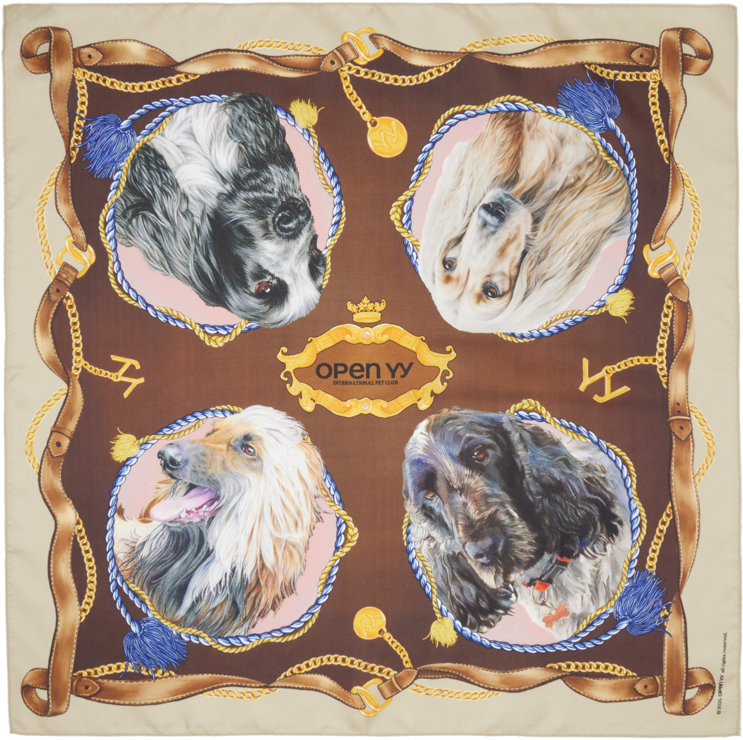 Open Yy Multicolor 'international Pet Club' Scarf In Brown