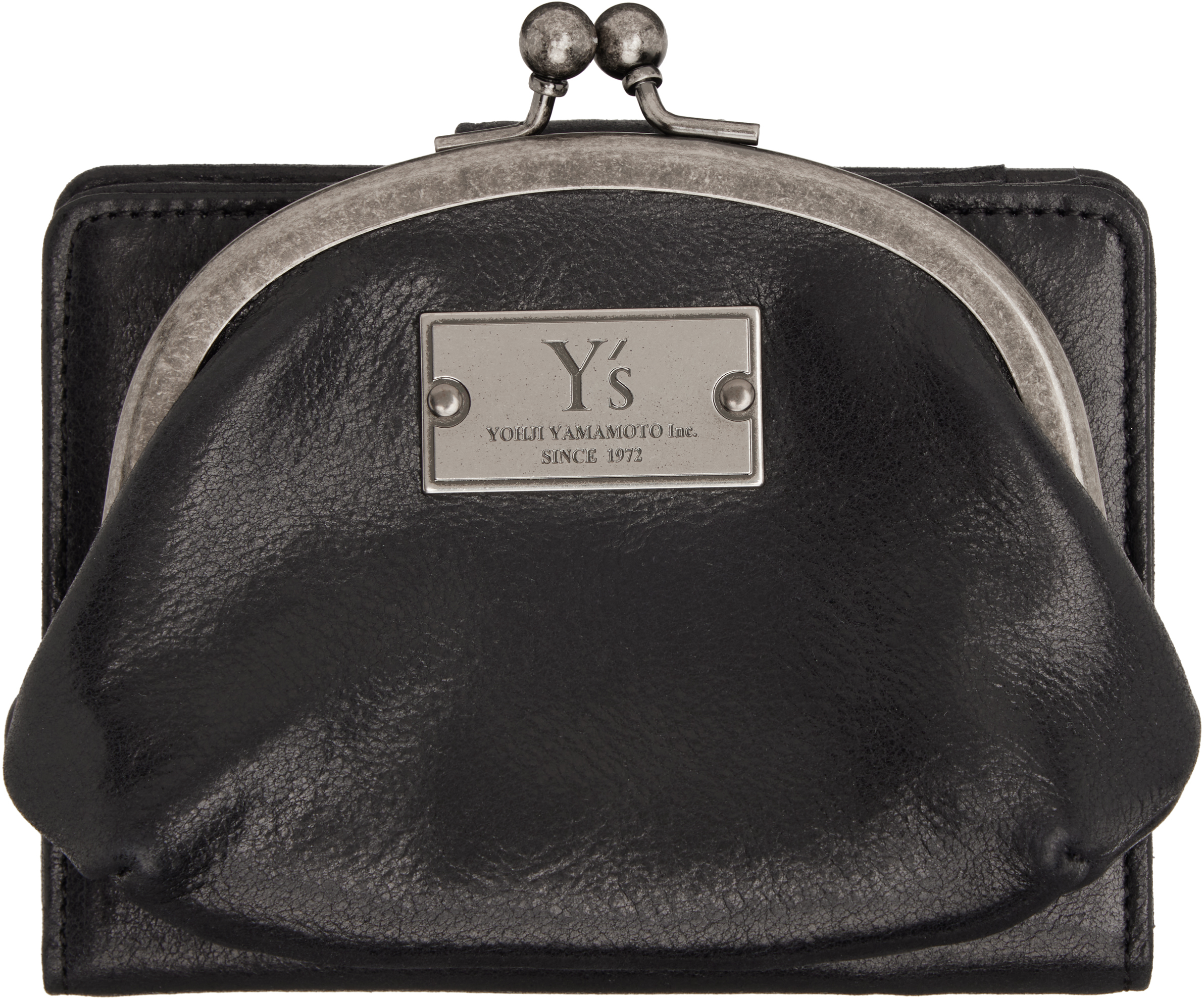 Ys ブラック レザー 二つ折り財布 yohjiyamamoto Ys ブラック レザー 二つ折り財布 yohjiyamamoto Yohji Yamamoto