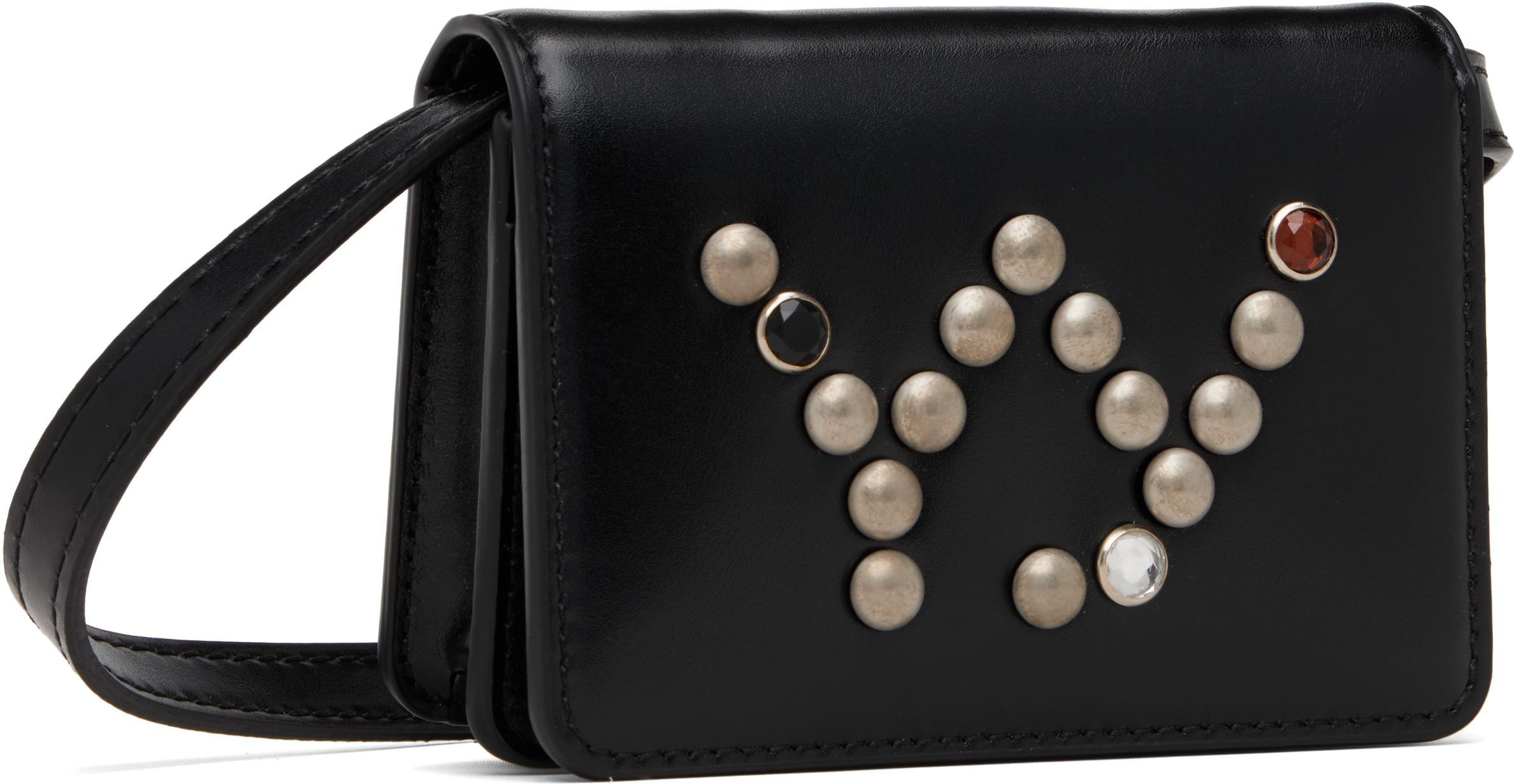 Open Yy Black Micro Stud Wallet Bag In Black