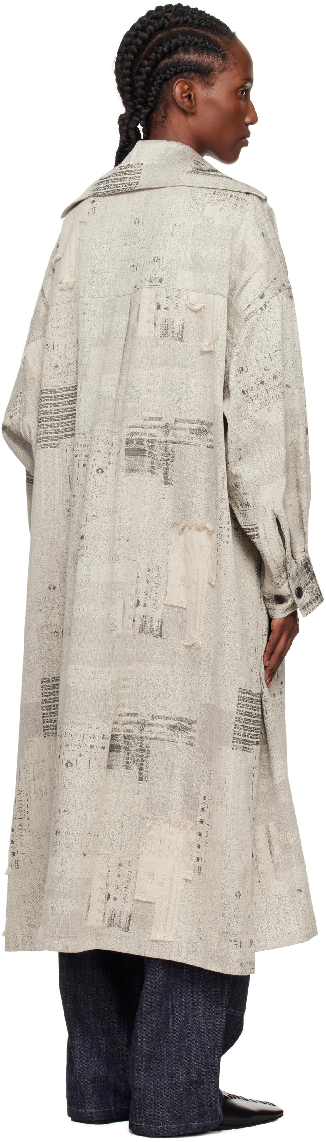 Y's Beige U-stand D Big Coat In Gray